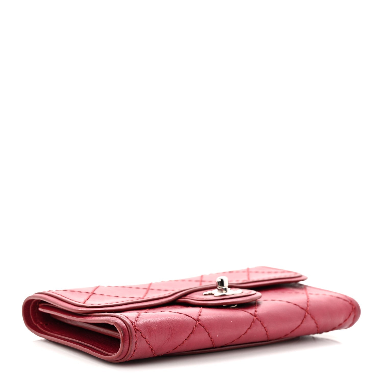 Calfskin Stitched Clutch Flap Red