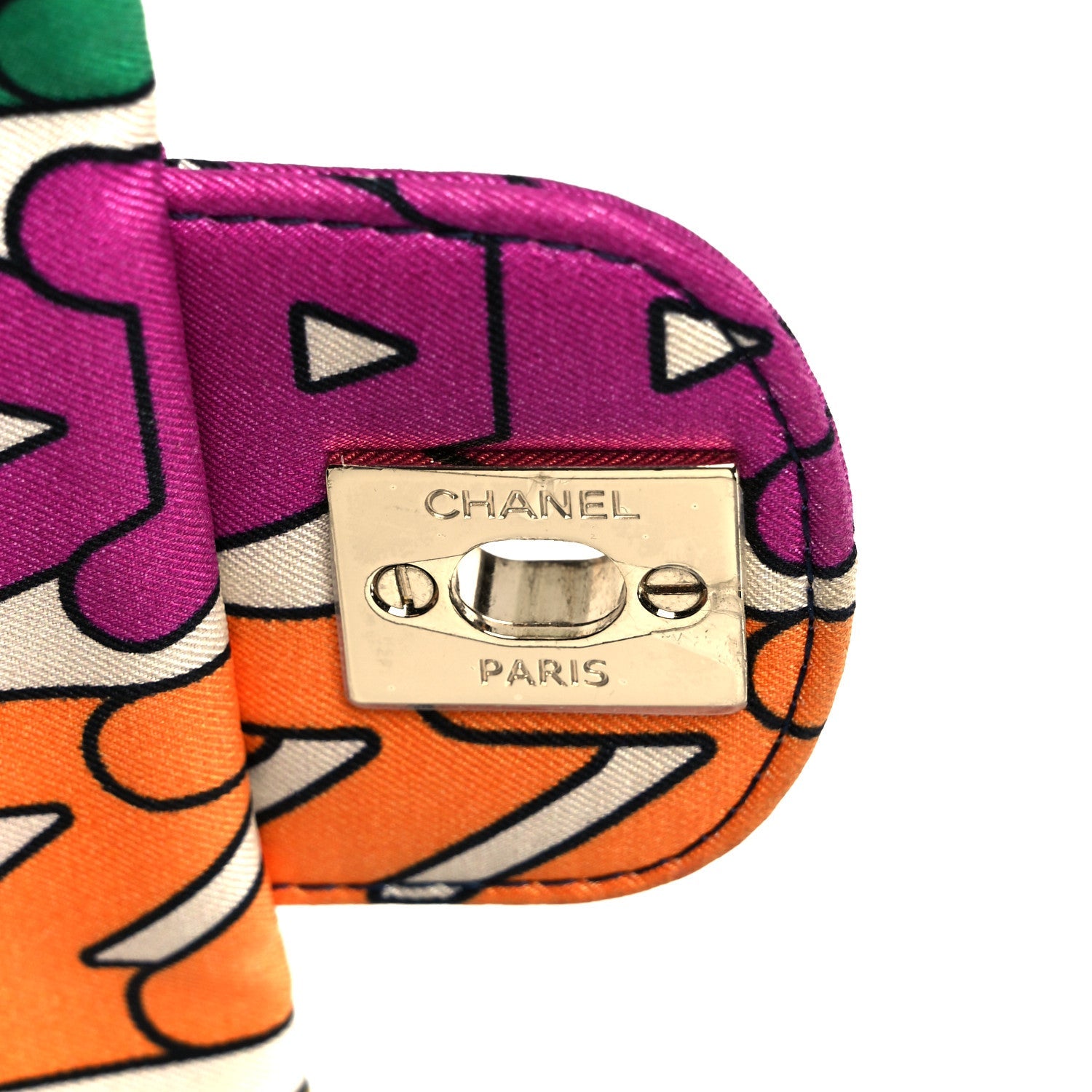 Printed Fabric Quilted Logo Single Flap Bag Multicolor