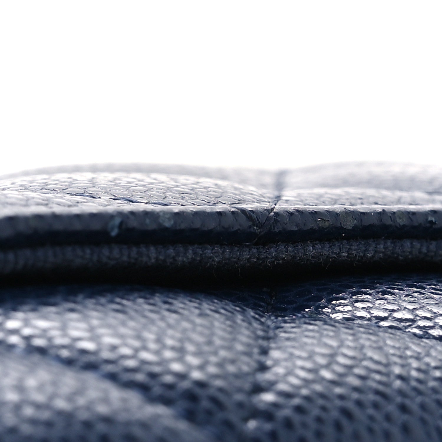 Caviar Quilted Flap Card Holder Wallet Navy Blue