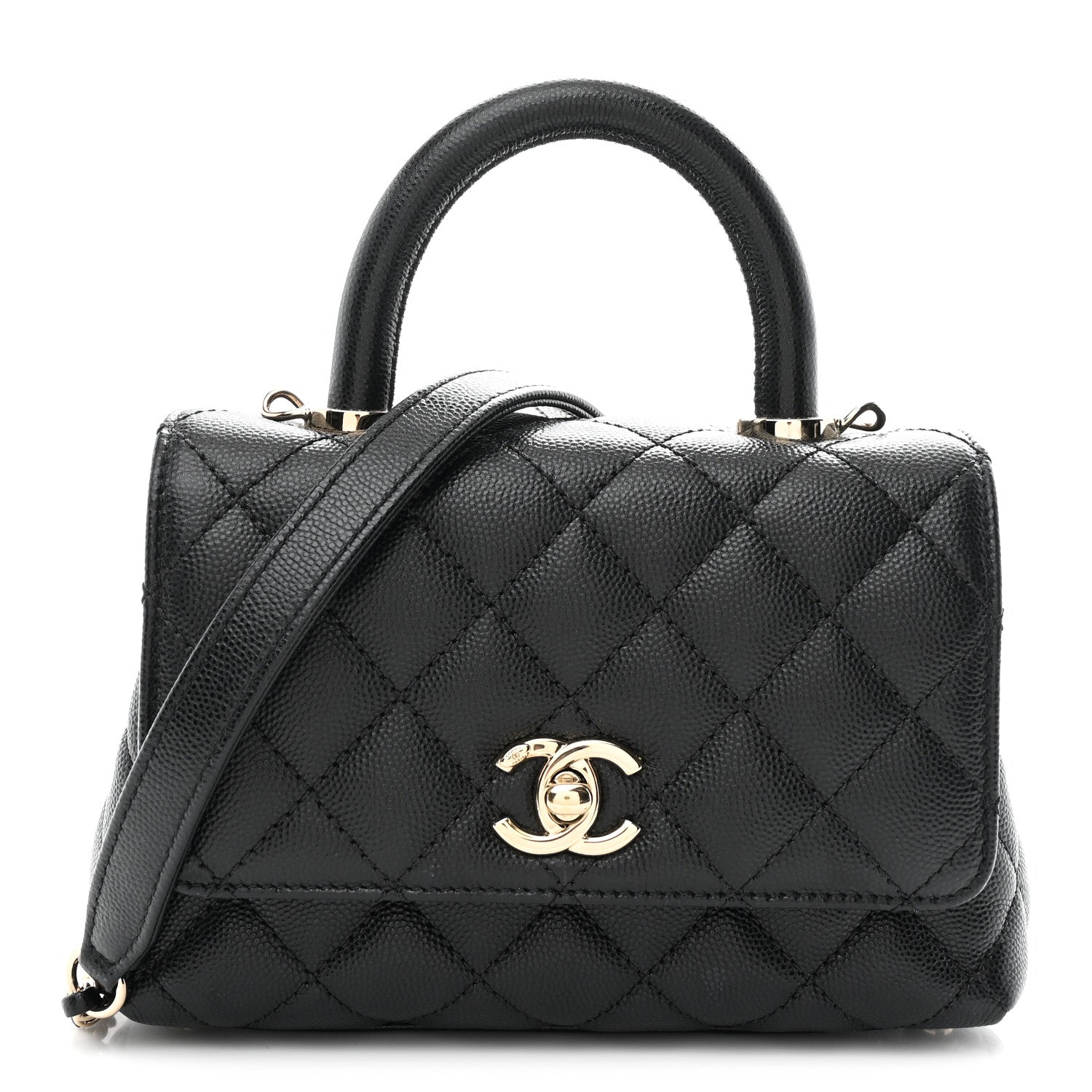 Caviar Quilted Extra Mini Coco Handle Flap Black