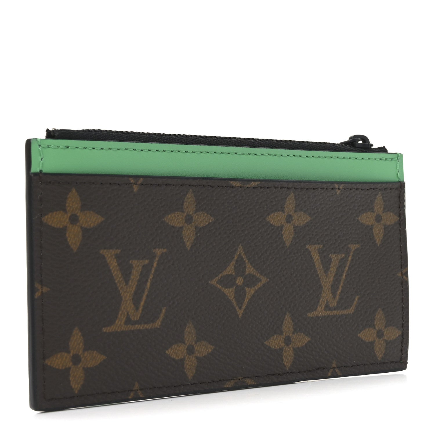 Monogram Calfskin Coin Card Holder Minty Green