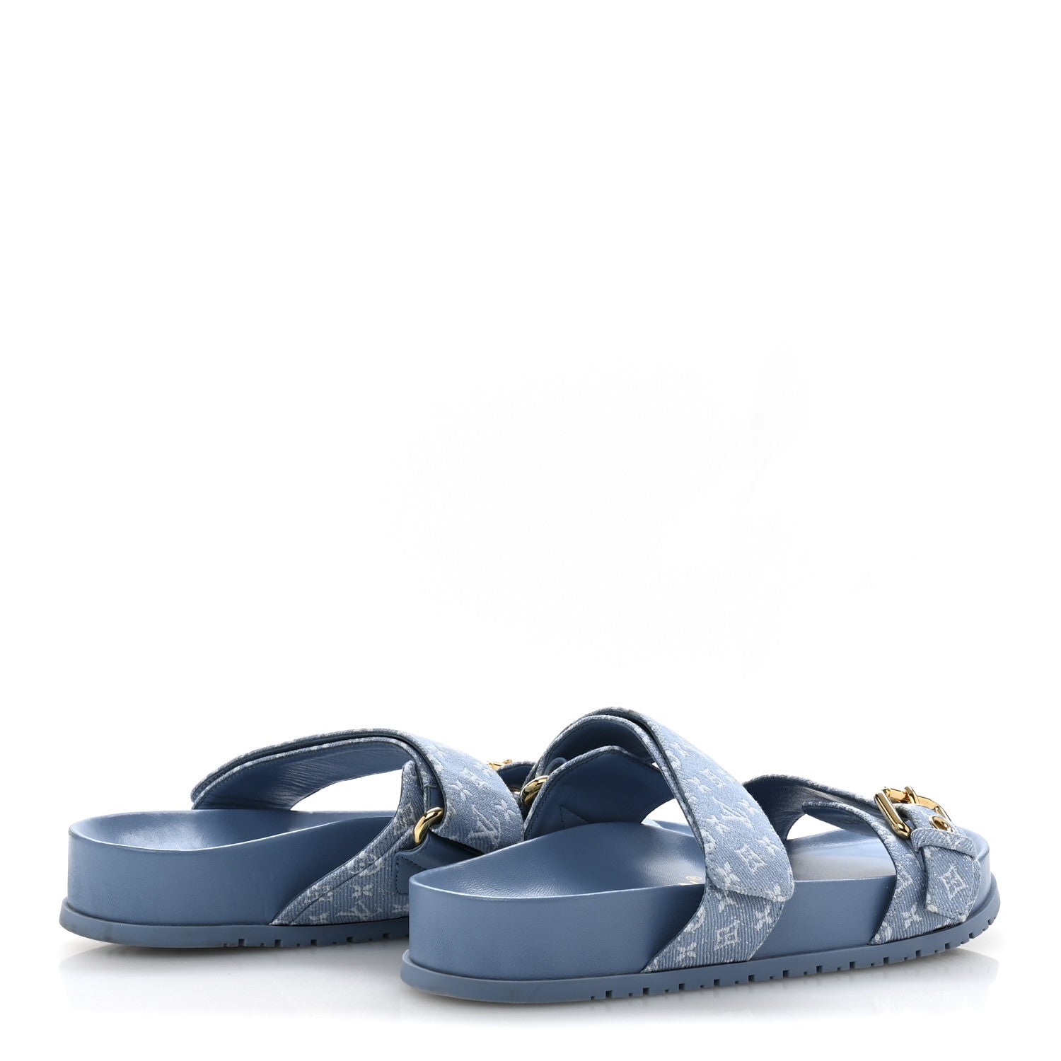 Monogram Jacquard Bom Dia Flat Comfort Mules 36 Blue