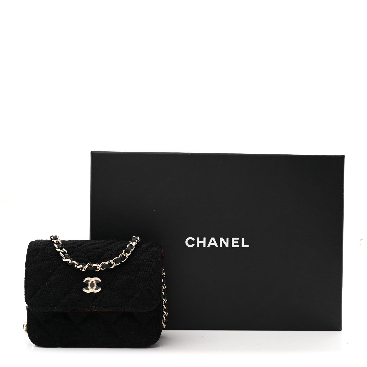 Jersey Quilted Micro Mini Flap Black
