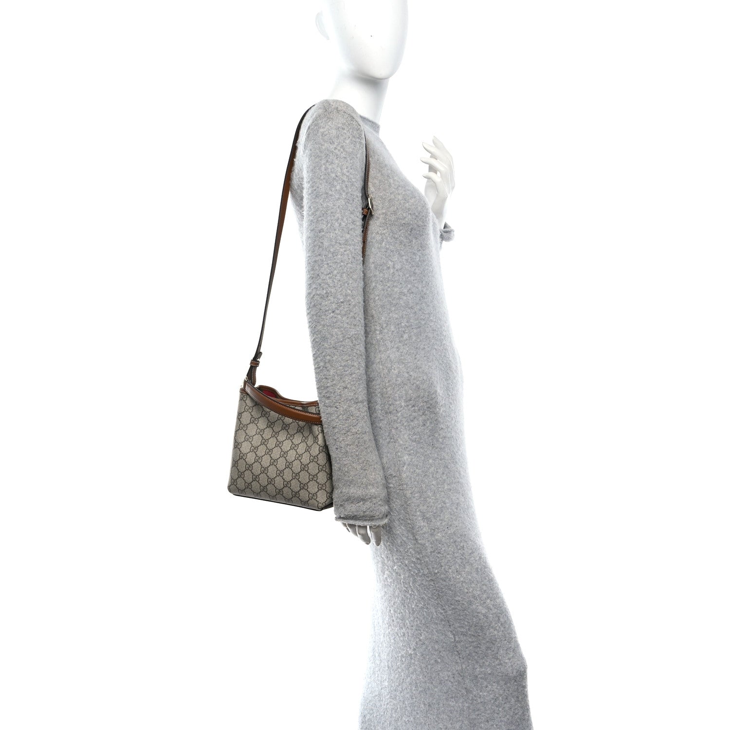 GG Supreme Monogram Emblem Small Shoulder Bag Beige Ebony Sundial