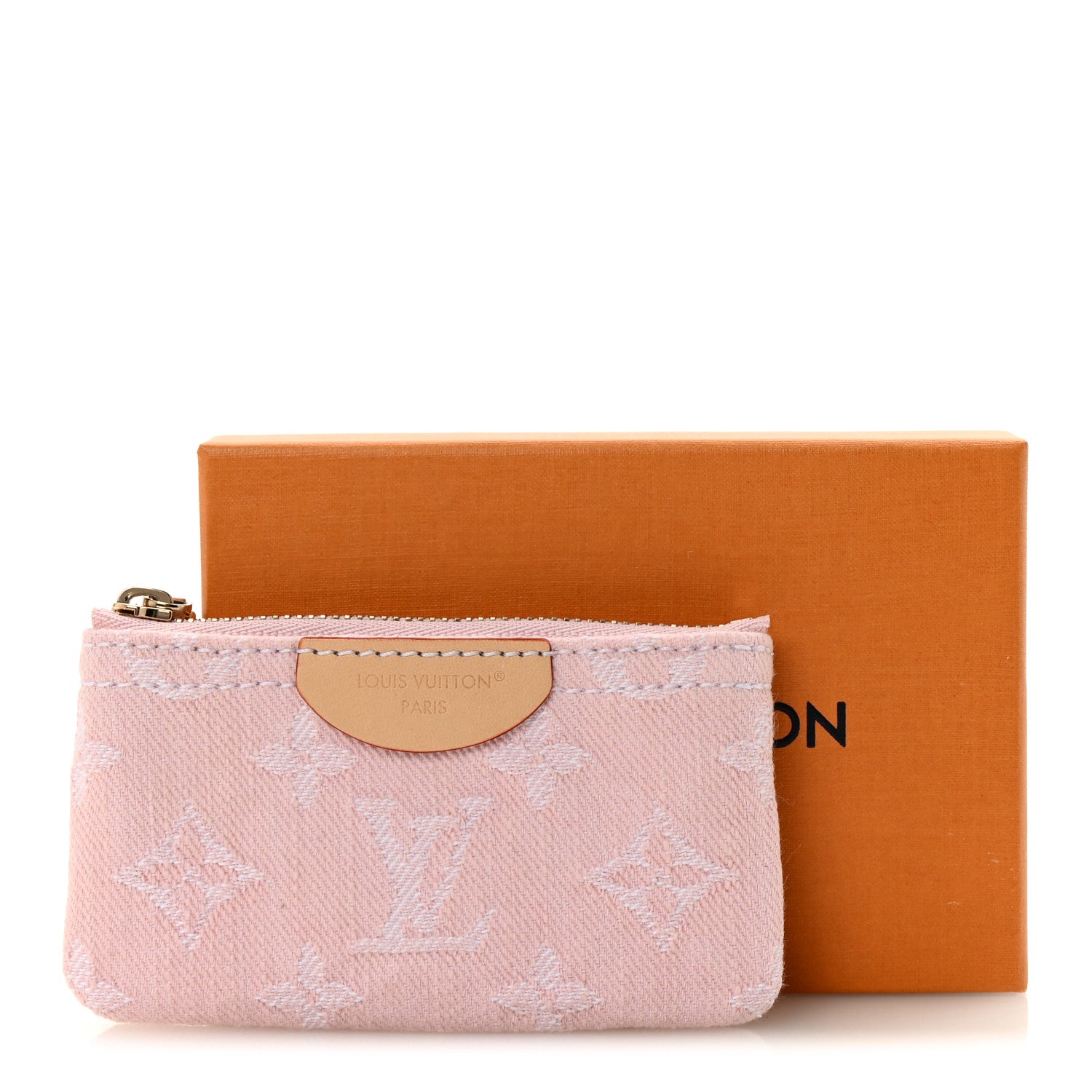 Monogram Denim Key Pouch Washed Pink