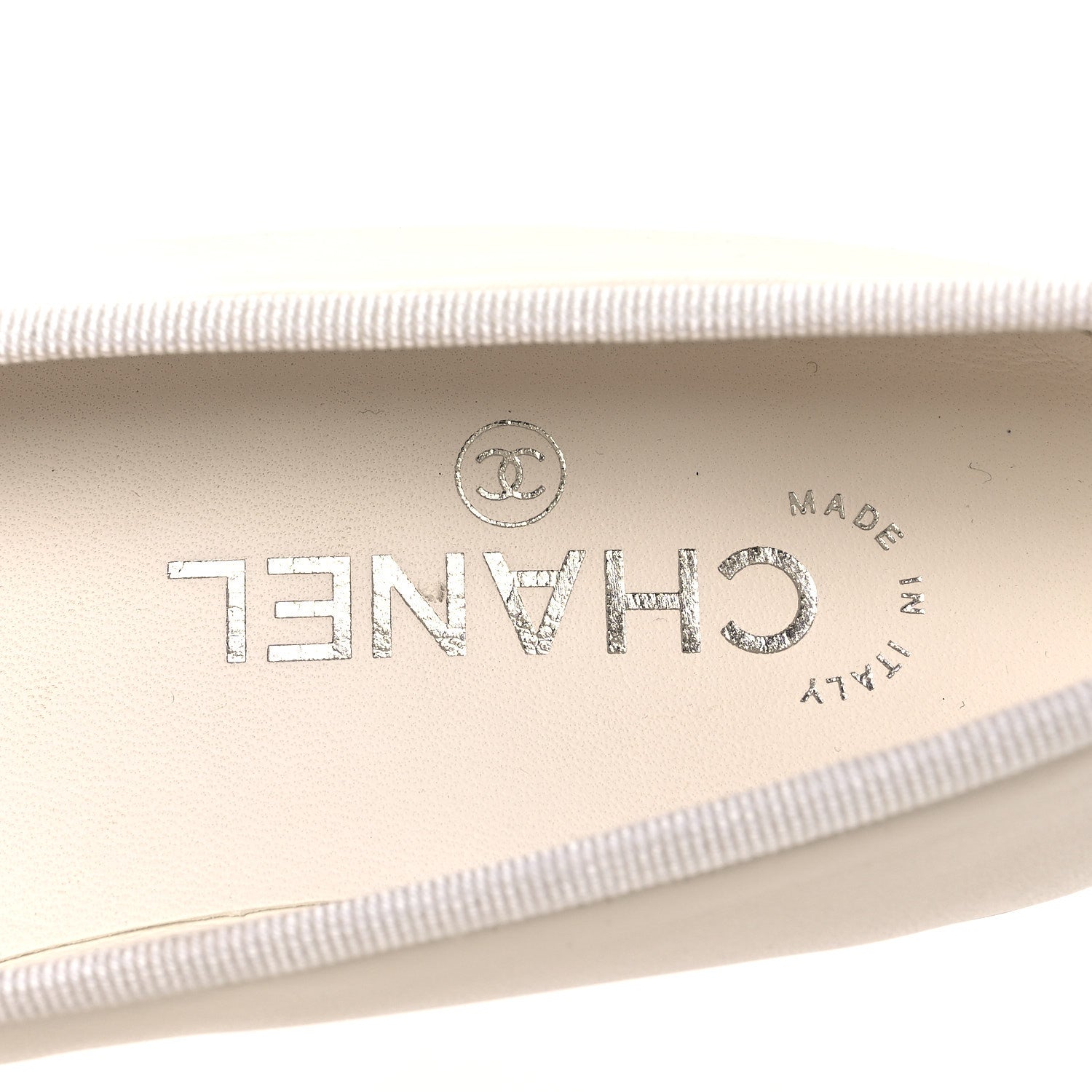 Lambskin Cap Toe CC Ballerina Flats 35 White Black