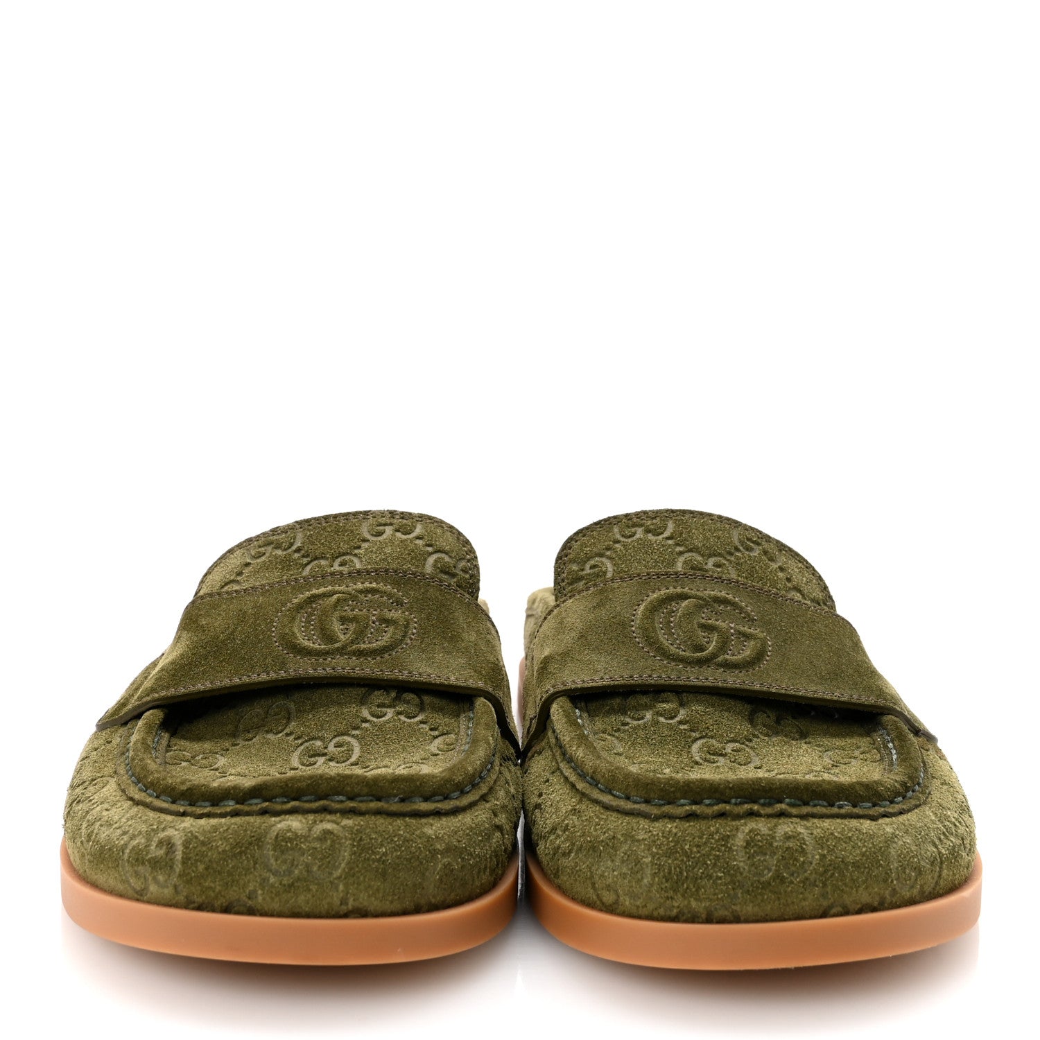 Suede GG Debossed Celia Mules 39 Green