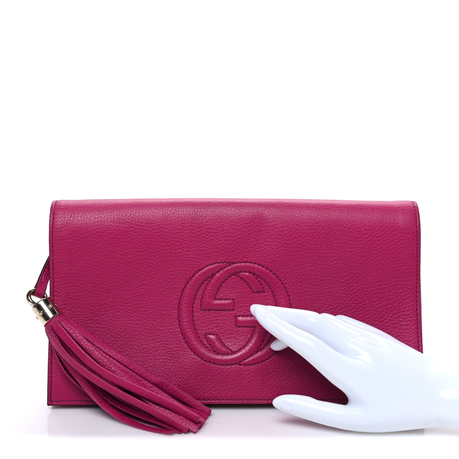 Pebbled Calfskin Medium Soho Clutch Bright Bouganville