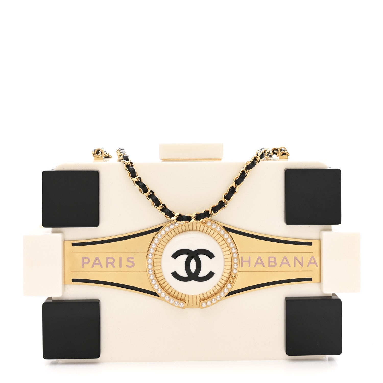 Plexiglass Boy Brick Havana by Night Clutch White Black