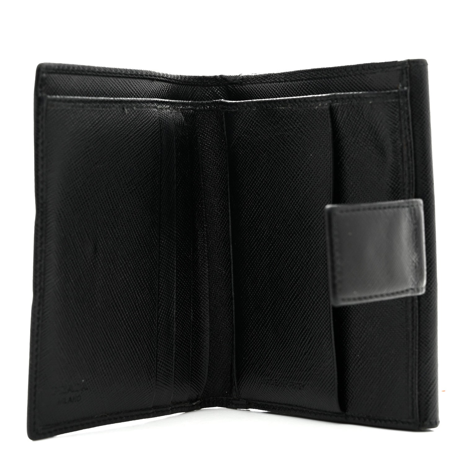 Saffiano Metal Tri-Fold Wallet Black