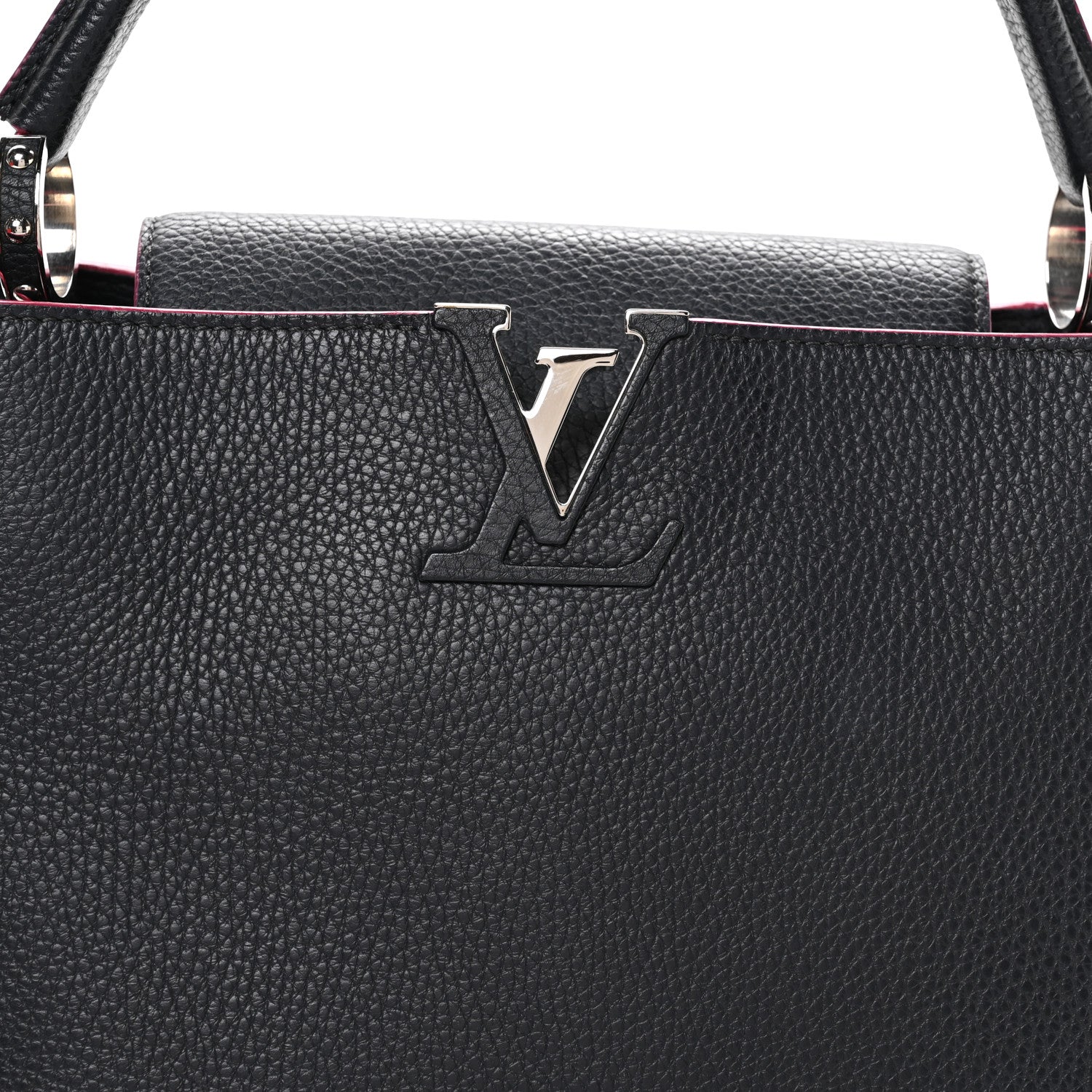 Taurillon Capucines PM Black Fuchsia