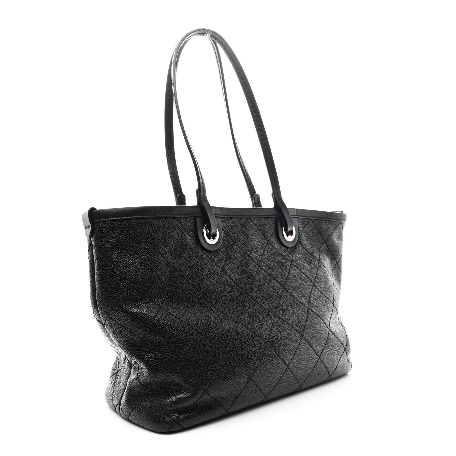 Grained Calfskin Shopping Fever Tote Black