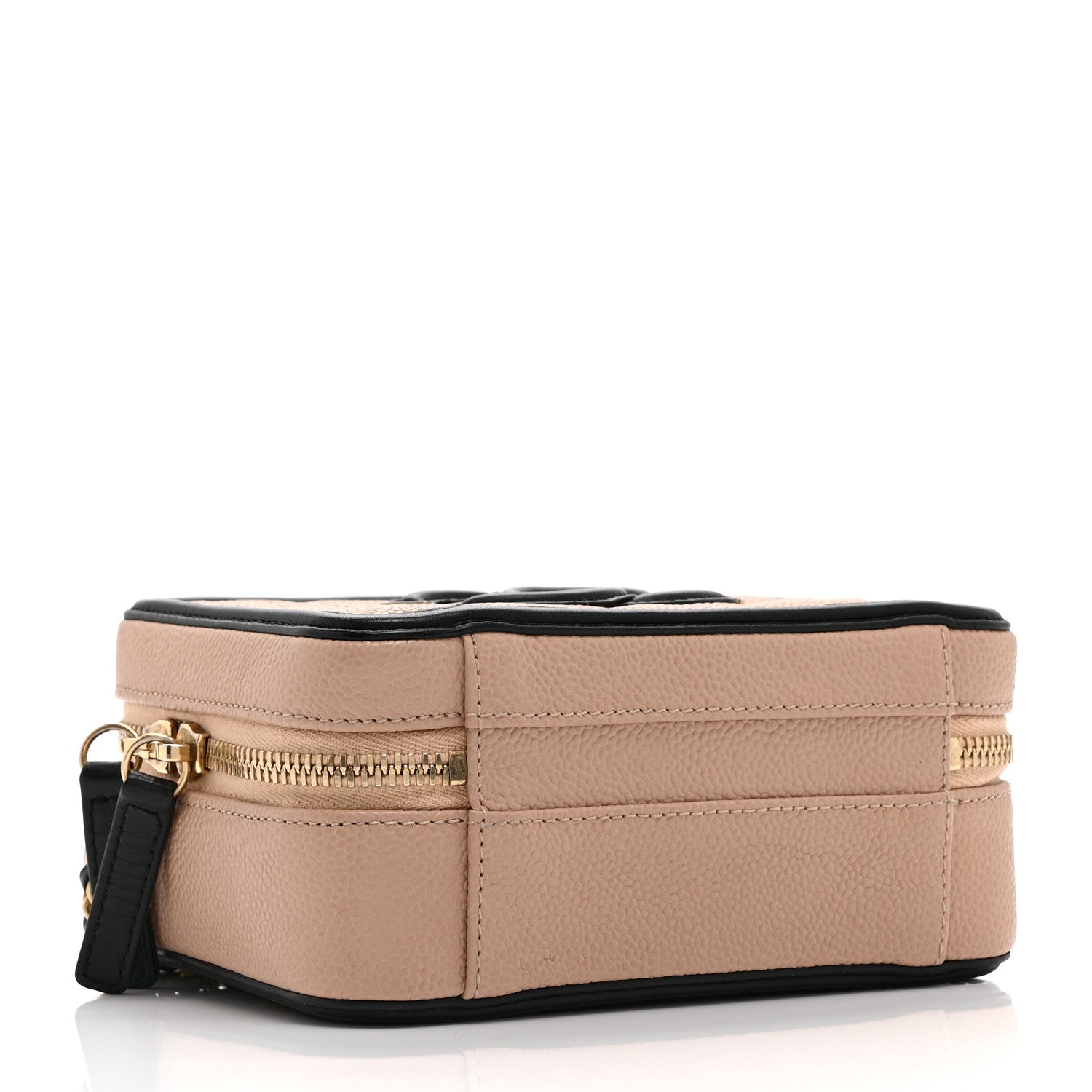 Caviar Quilted Small CC Filigree Vanity Case Beige Black