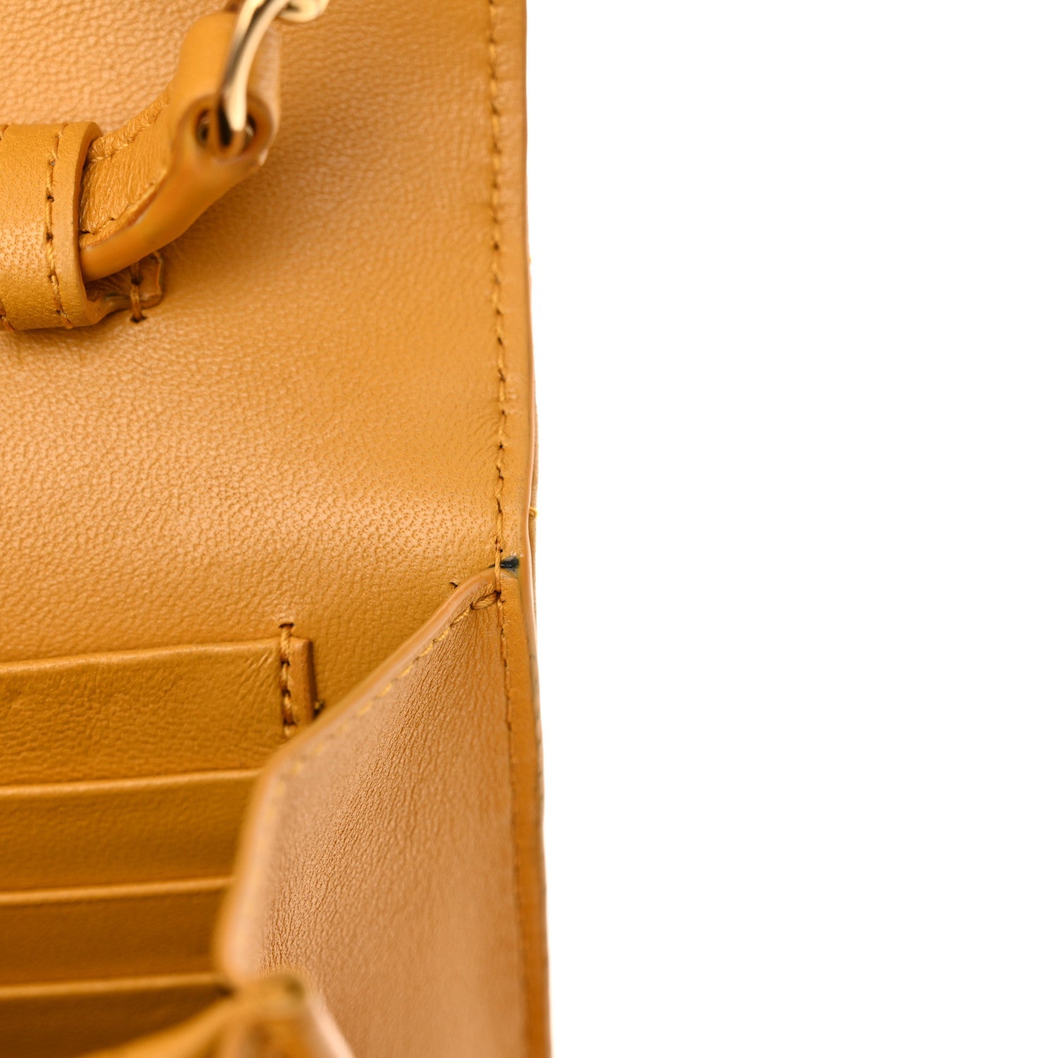 Lambskin Carre Quilted Cassandre Chain Wallet Saffran