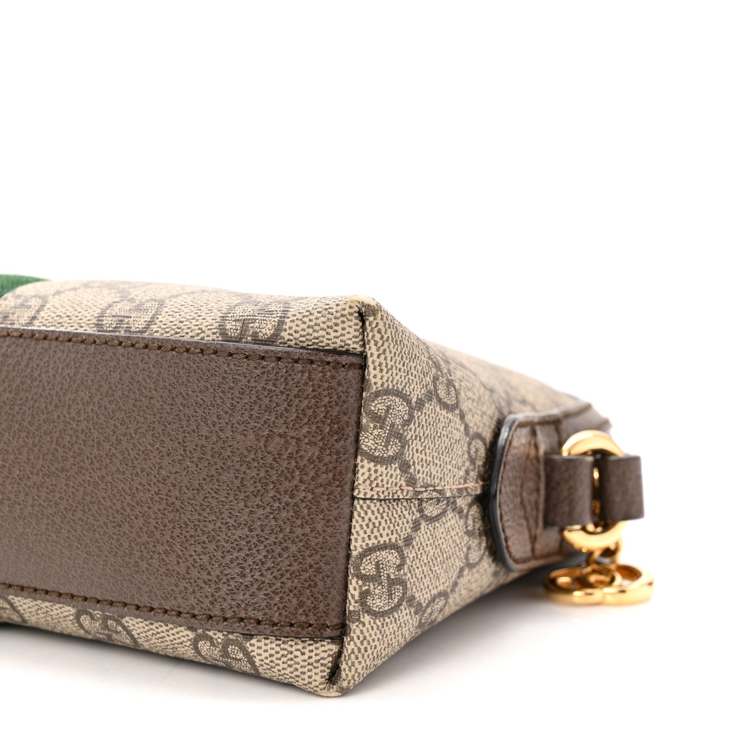 GG Supreme Monogram Textured Dollar Calfskin Web Small Ophidia Dome Shoulder Bag Beige Ebony New Acero