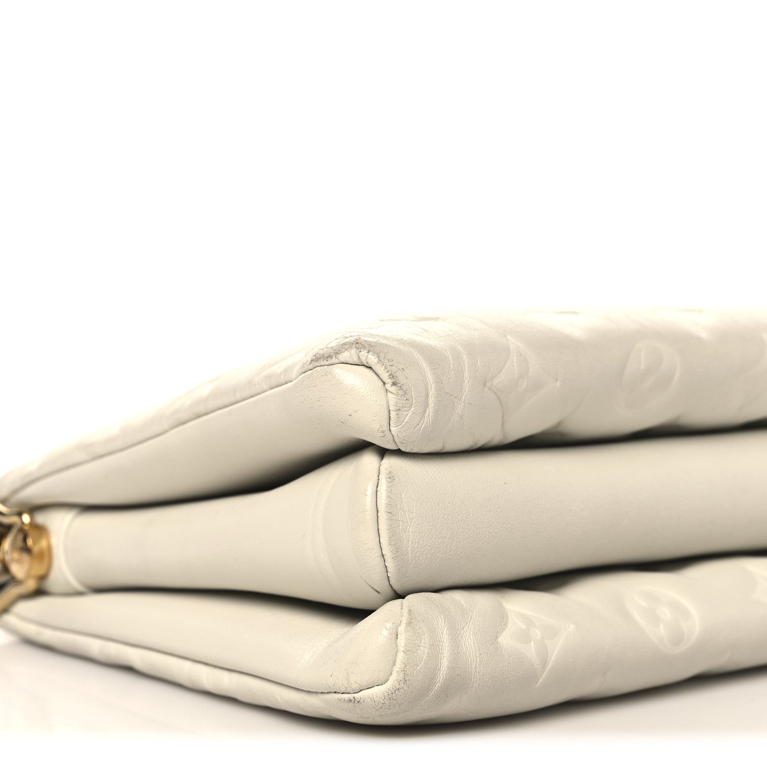 Lambskin Embossed Monogram Coussin PM Beige Cream