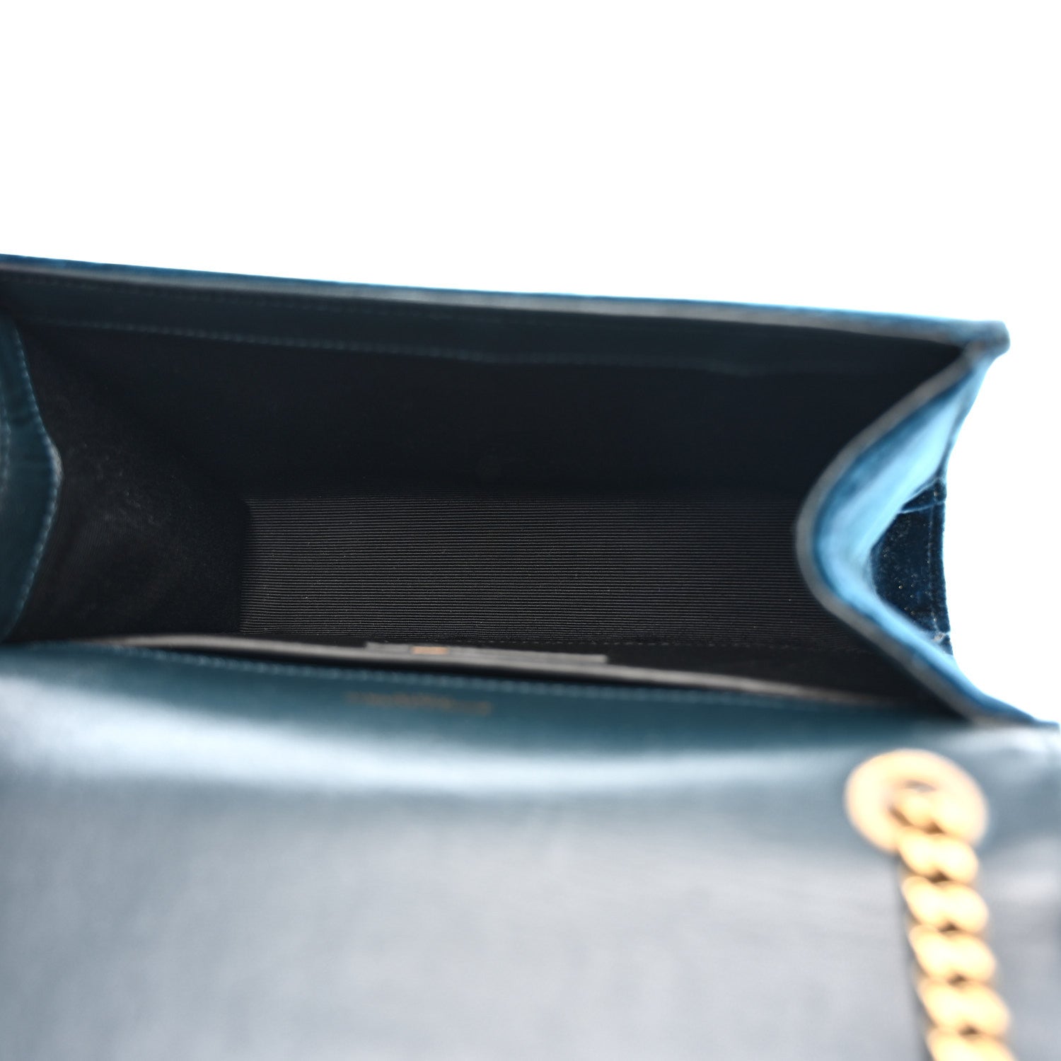 Velvet Small Classic Monogram Kate Tassel Satchel Blue