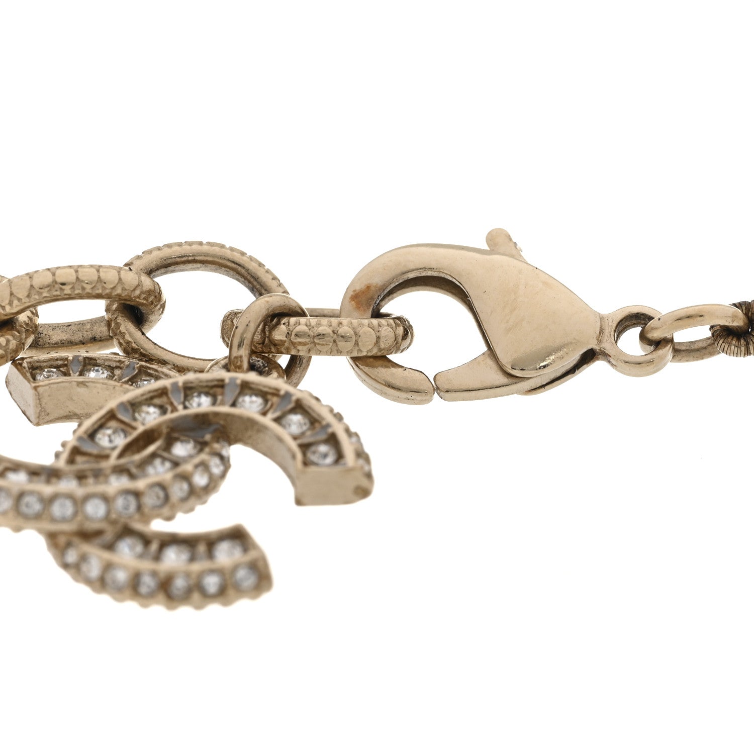 Graduated Pearl Crystal CC Bracelet Gold