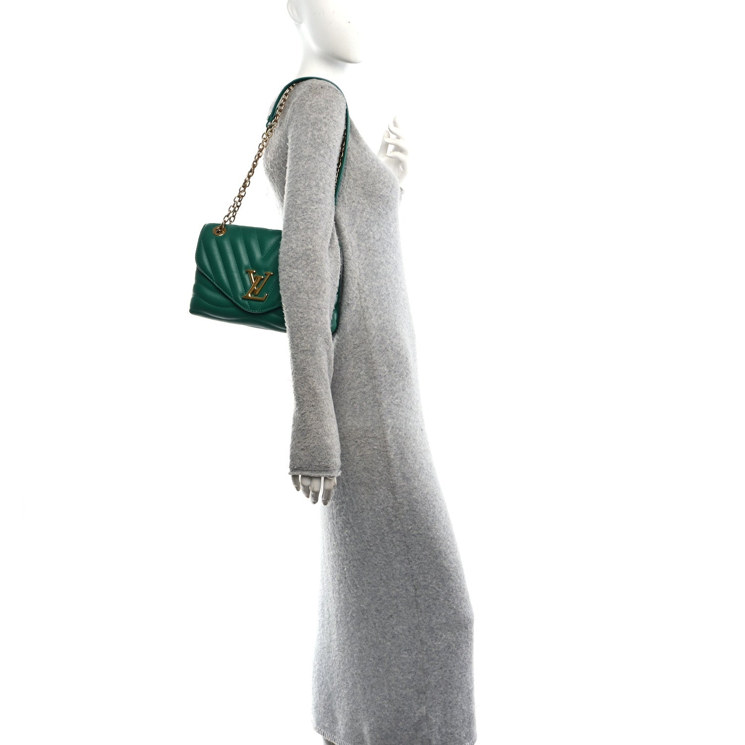 Calfskin New Wave Chain Bag MM NM Emerald