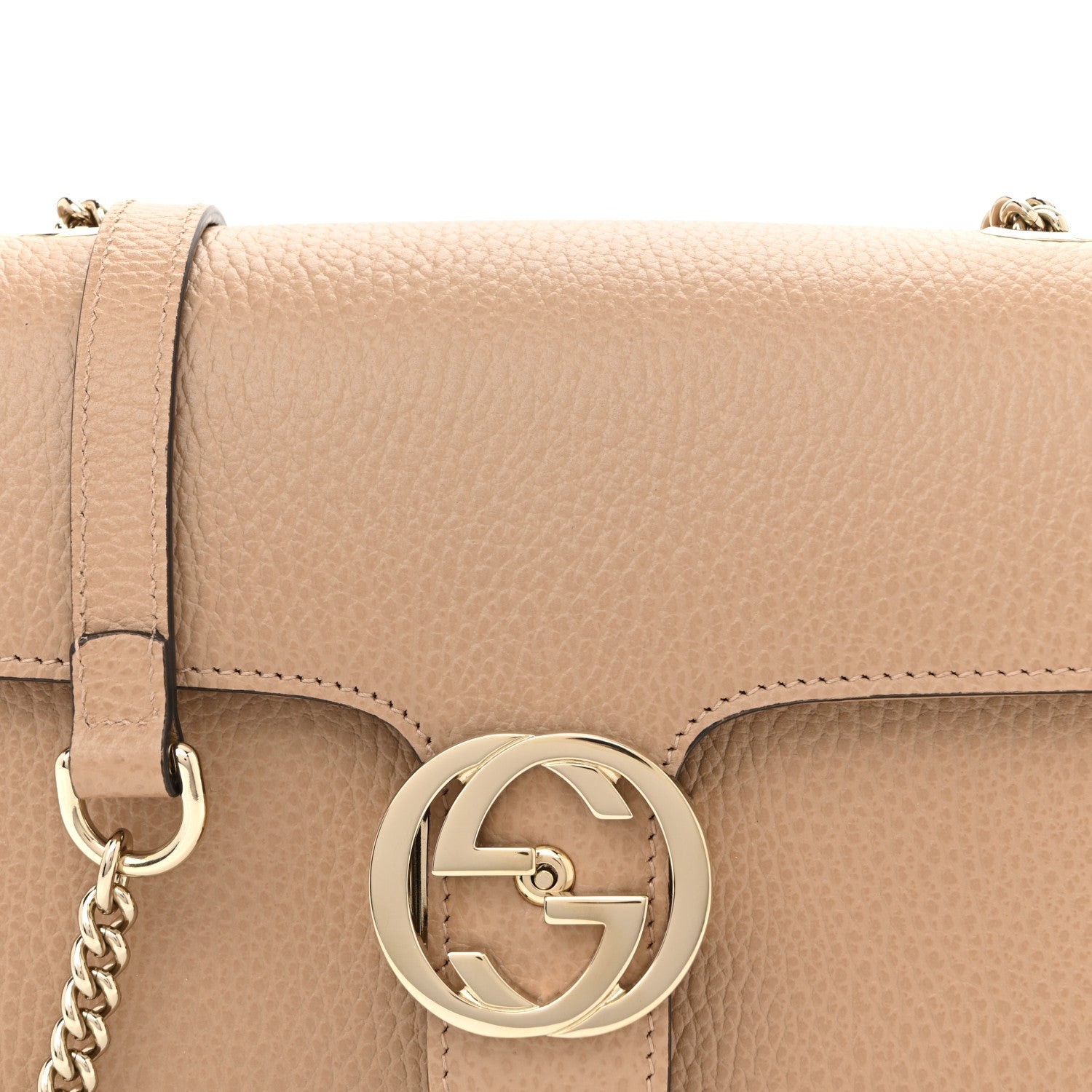 Dollar Calfskin Small Interlocking G Shoulder Bag Camelia