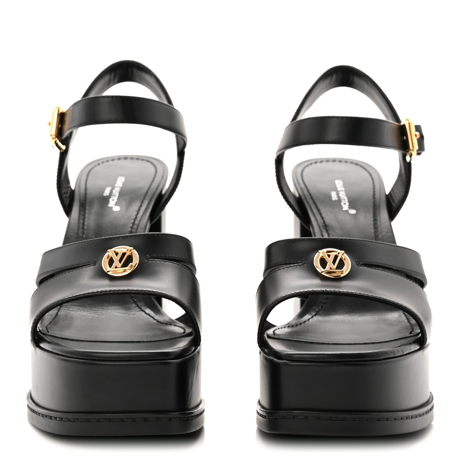 Calfskin Maya Platform Sandals 36.5 Black