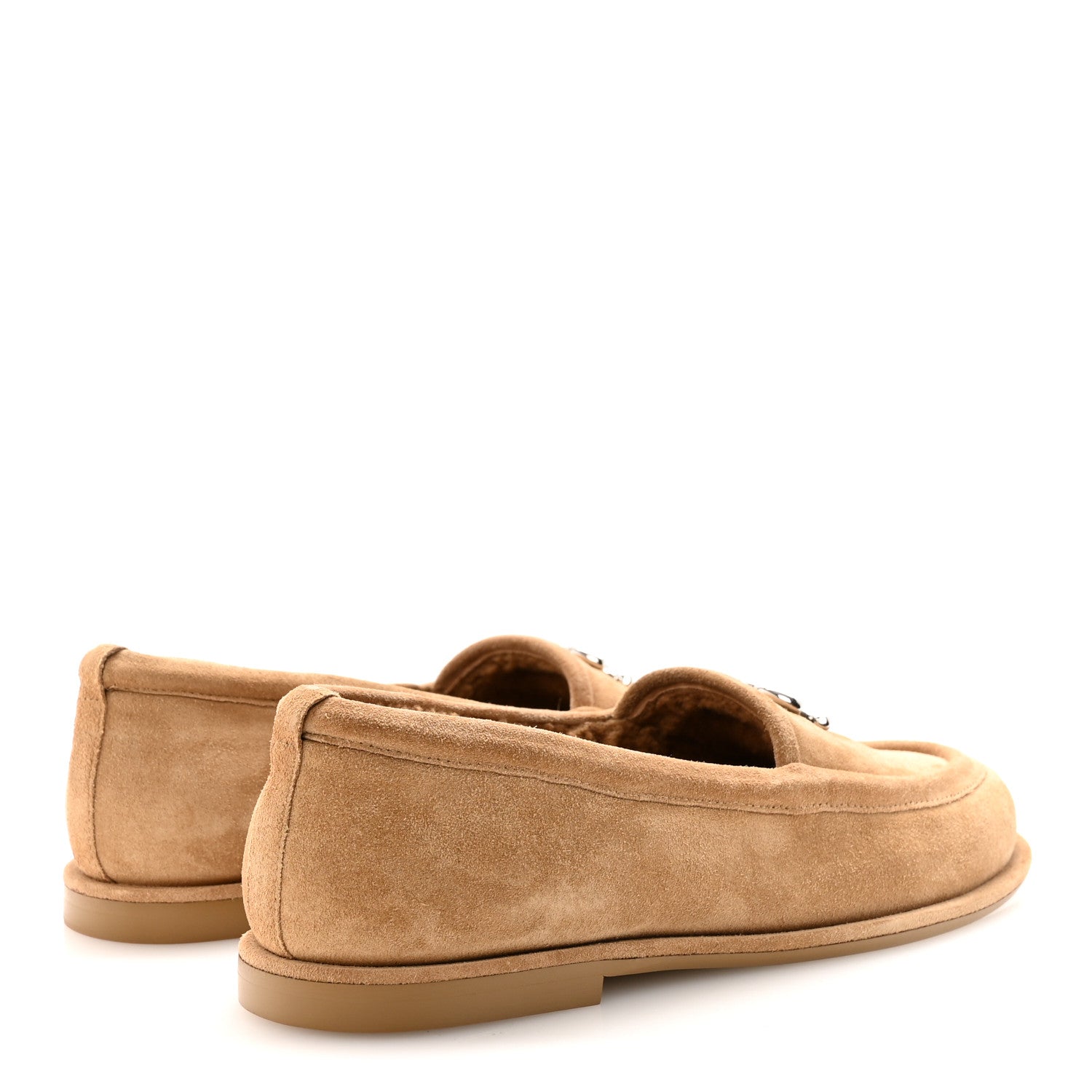Suede Calfskin CC Loafers 38.5 Dark Beige