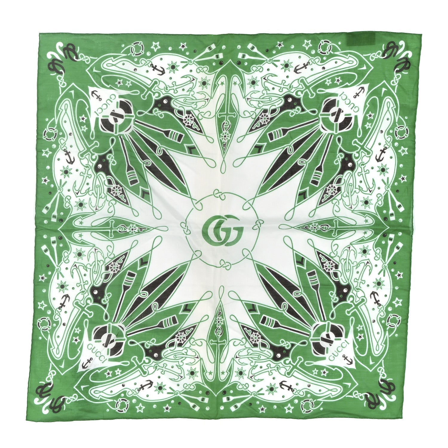 Cotton Bandana Square Scarf New Sailor Green