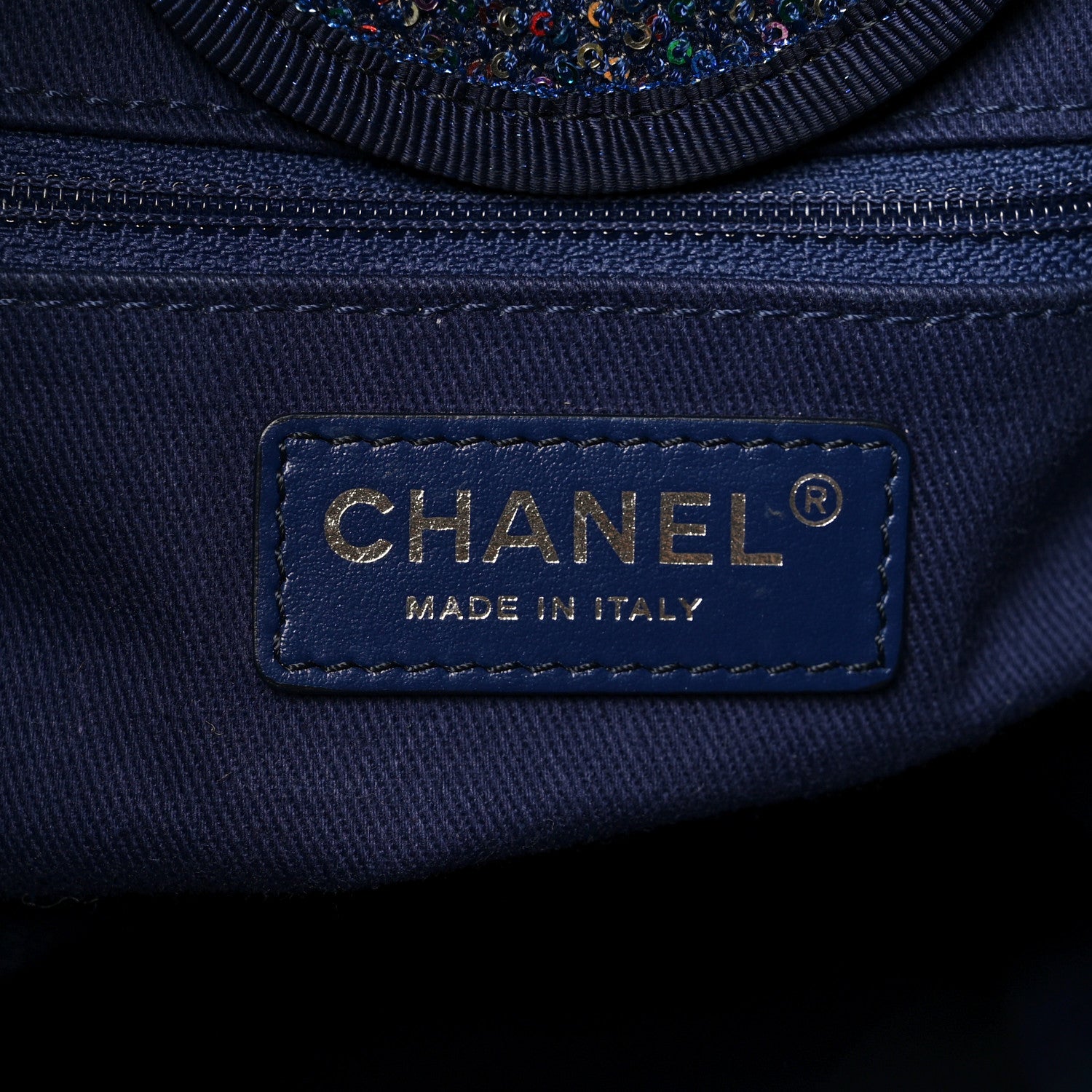 Calfskin Sequin Medium Deauville Tote Blue Multicolor
