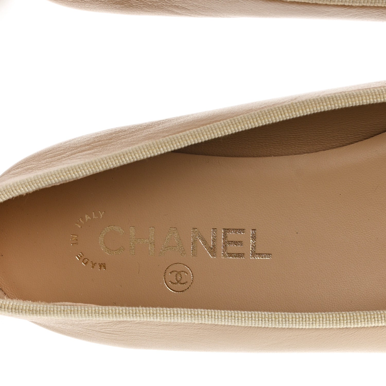 Lambskin Cap Toe CC Ballerina Flats 41.5 Beige Black