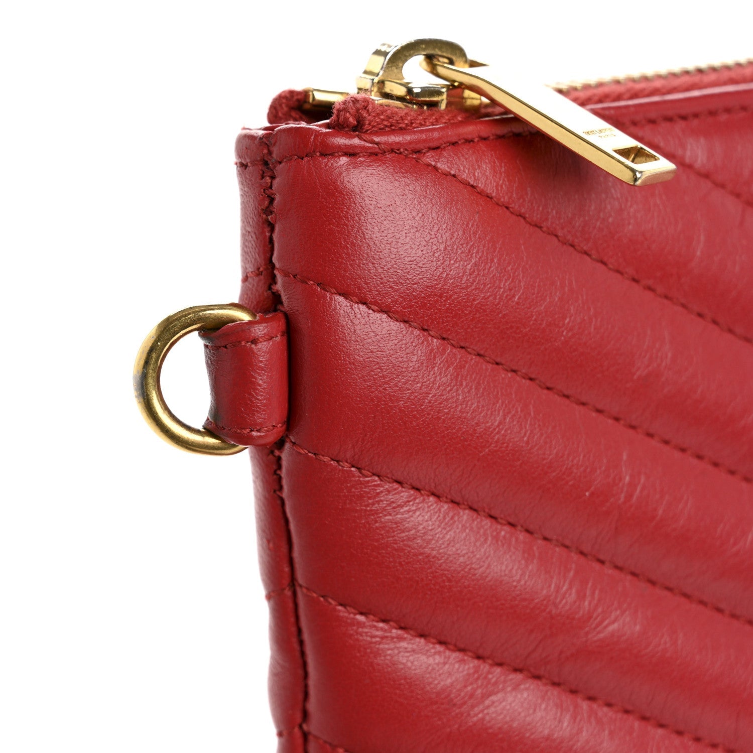 Calfskin Matelasse Chevron Monogram Document Holder Rouge Eros