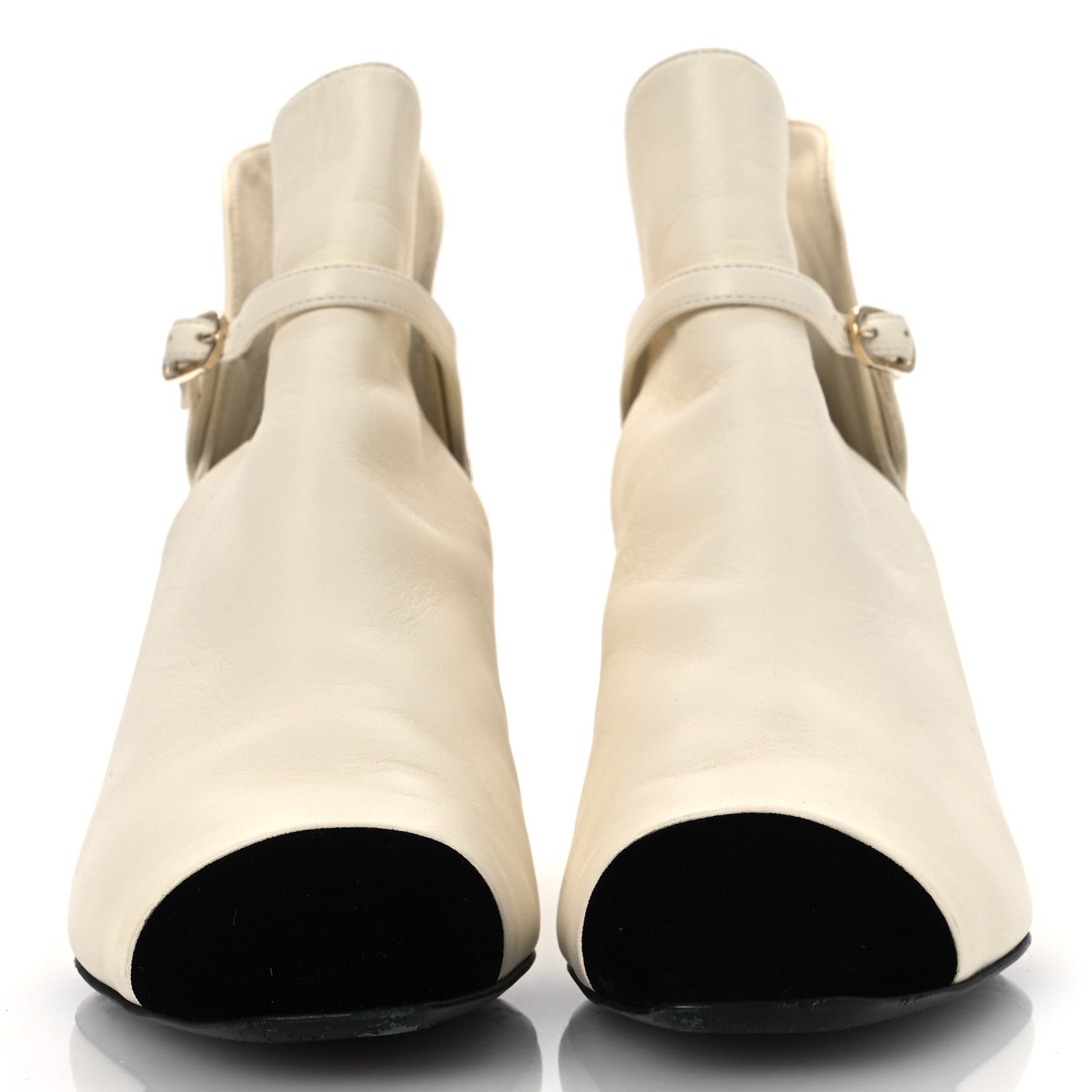 Lambskin Velvet Cap Toe Short Ankle Boots 37 White