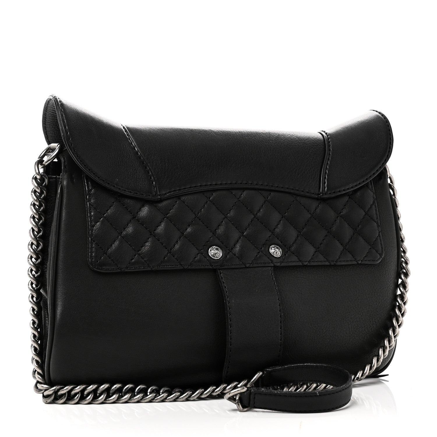 Goatskin Quilted Paris Dallas Saddle Bag Black