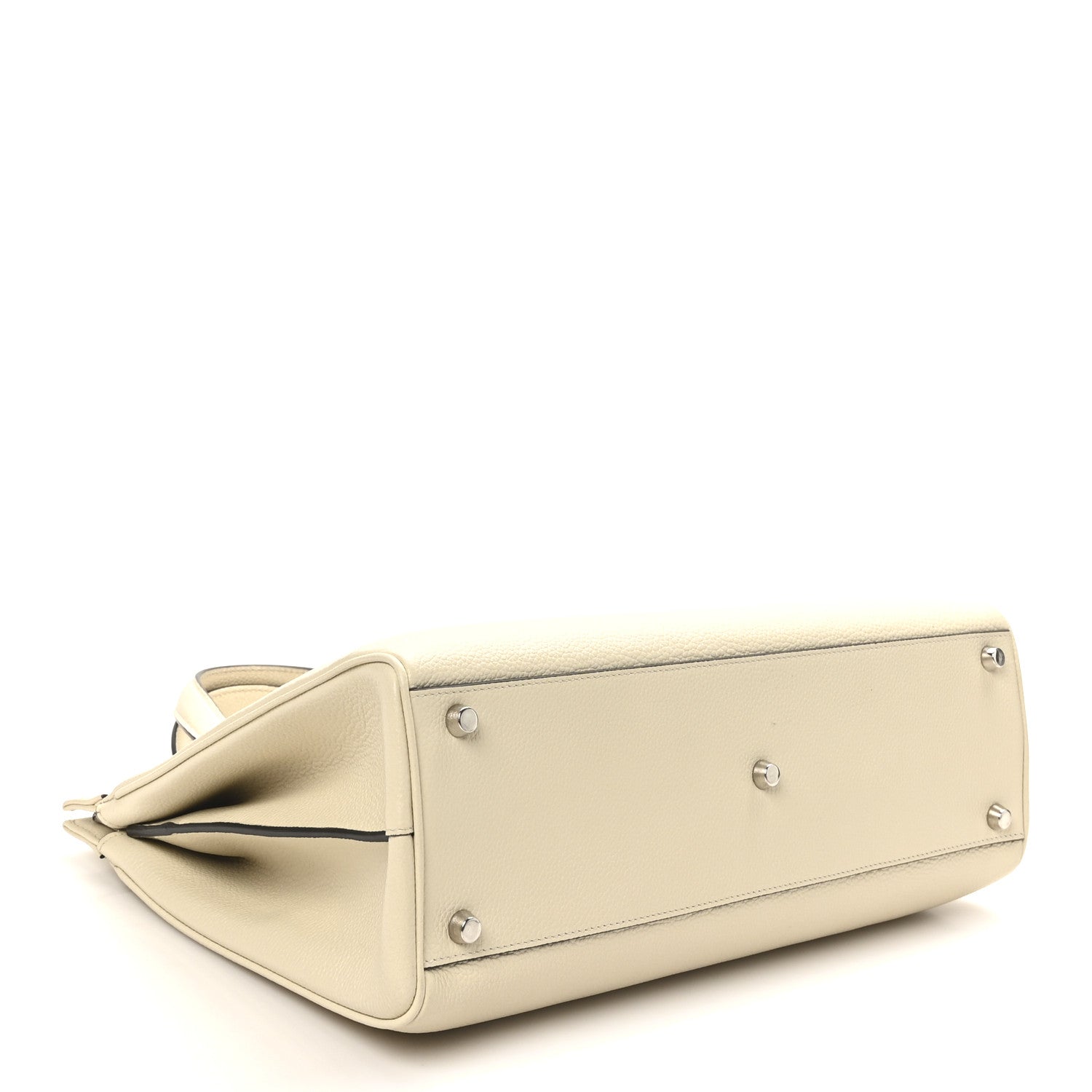 Grainy Calfskin Medium Zumi Top Handle Bag Mystic White