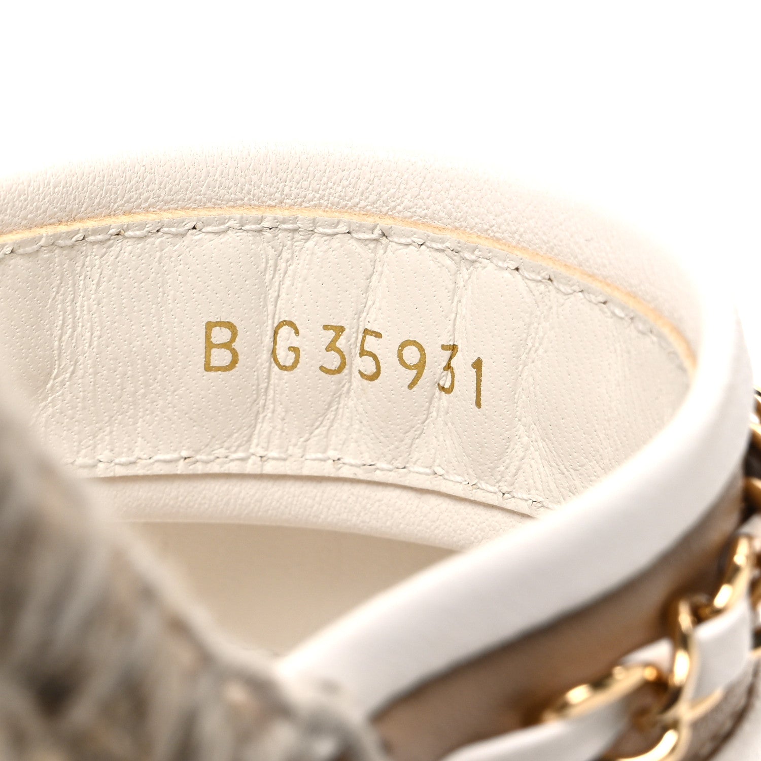 Lambskin Chain Espadrille Slip On Sandals 36 White
