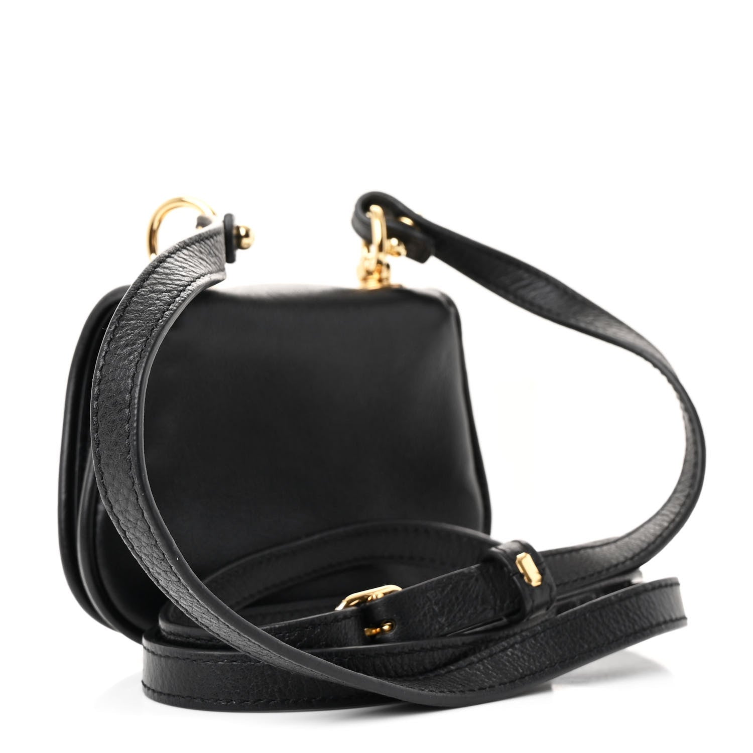 Roxy Calfskin Mini Blondie Card Case Wallet with Strap Shoulder Black