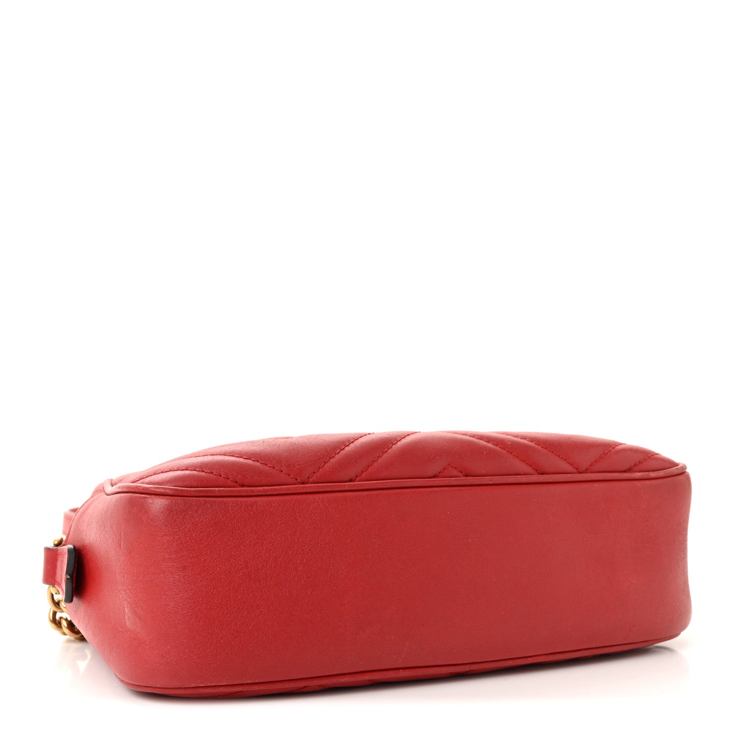 Calfskin Matelasse Small GG Marmont Chain Shoulder Bag Hibiscus Red