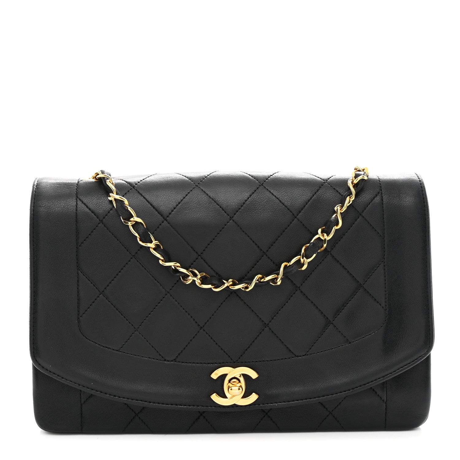 Lambskin Quilted Medium Single Flap Black