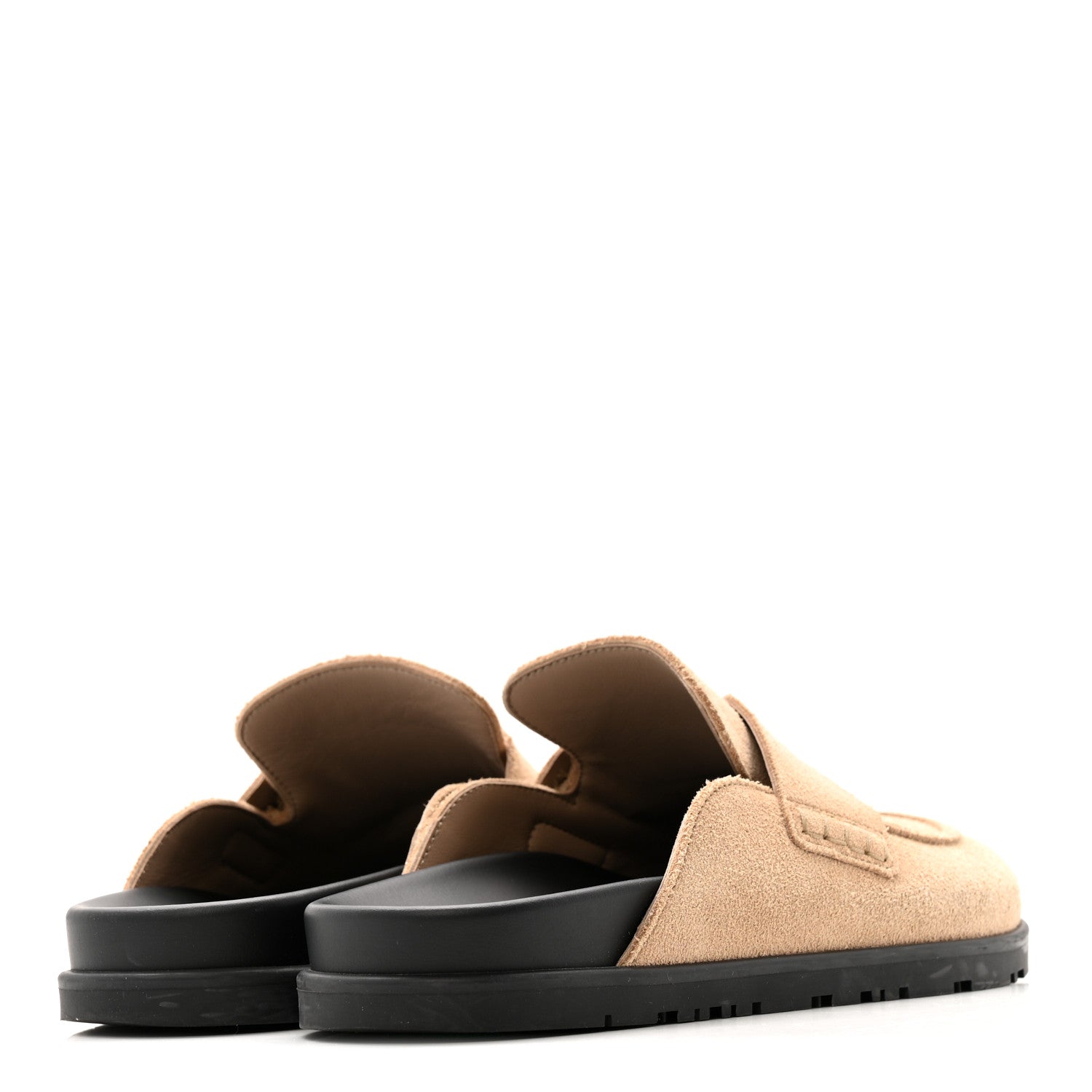 Suede Calfskin Womens Go Mules 37 Beige Argile
