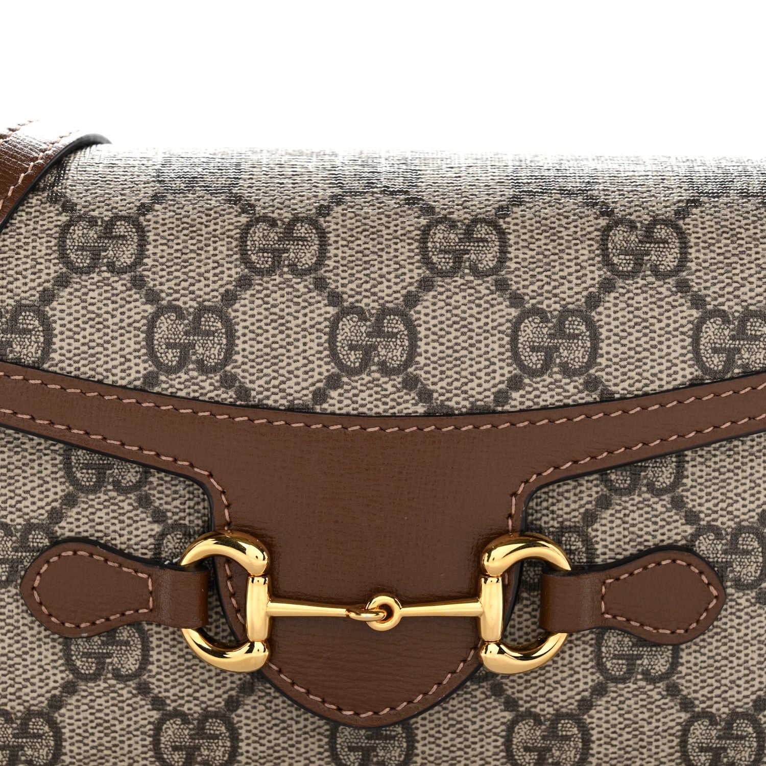 GG Supreme Monogram Mini Horsebit 1955 Shoulder Bag Beige Brown Sugar