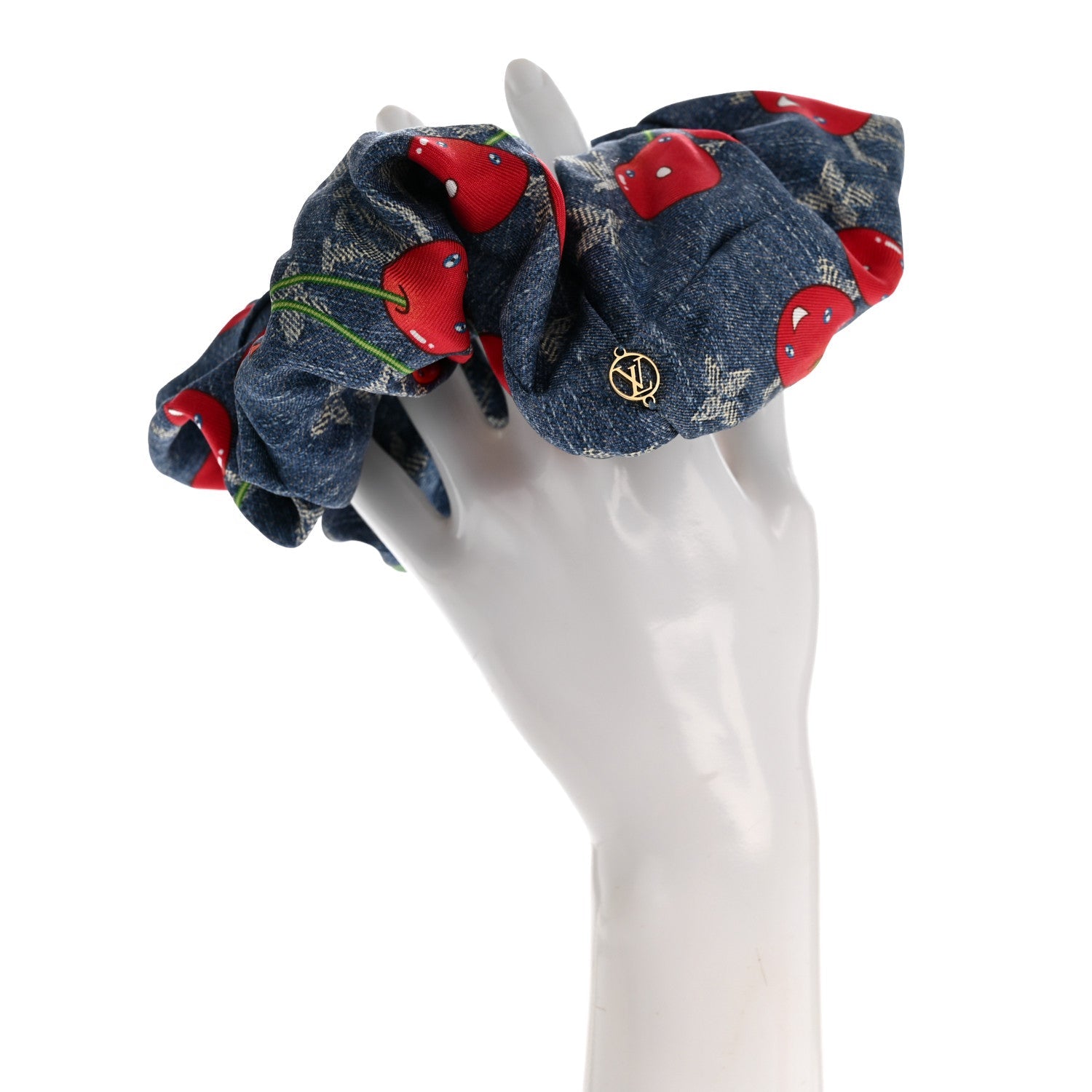 LV X TM Monogram Cerises Silk Scrunchie Blue
