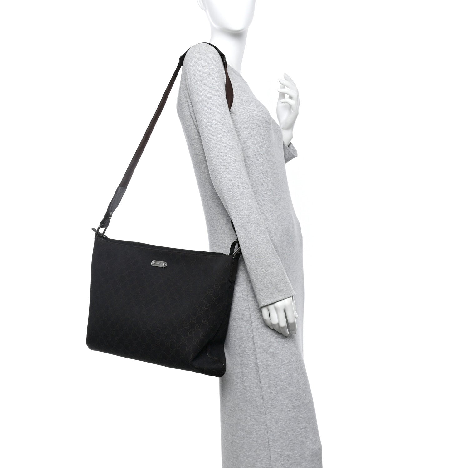Nylon Monogram Messenger Bag  Dark Brown