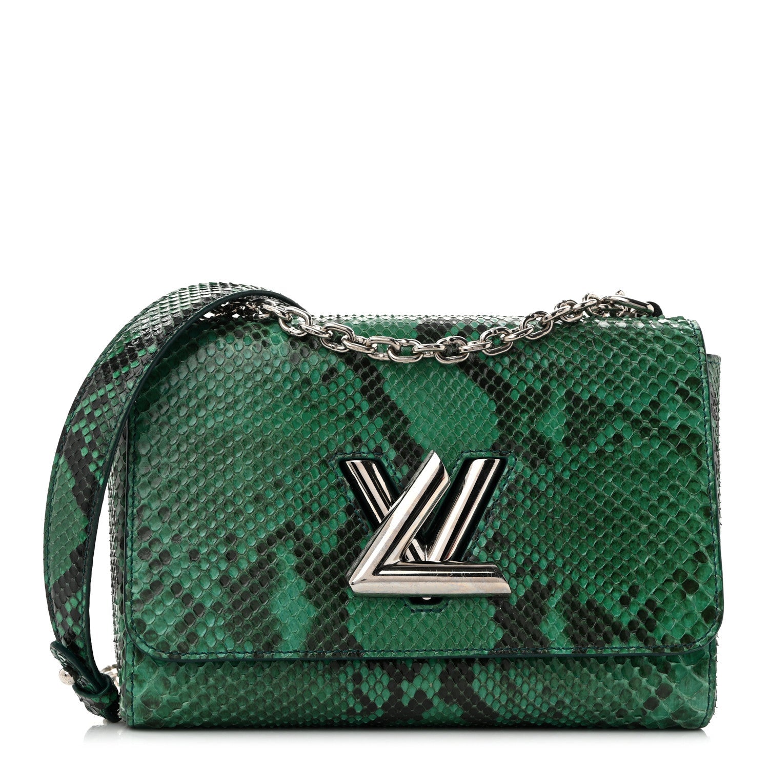 Snakeskin Twist Shoulder Bag MM Green