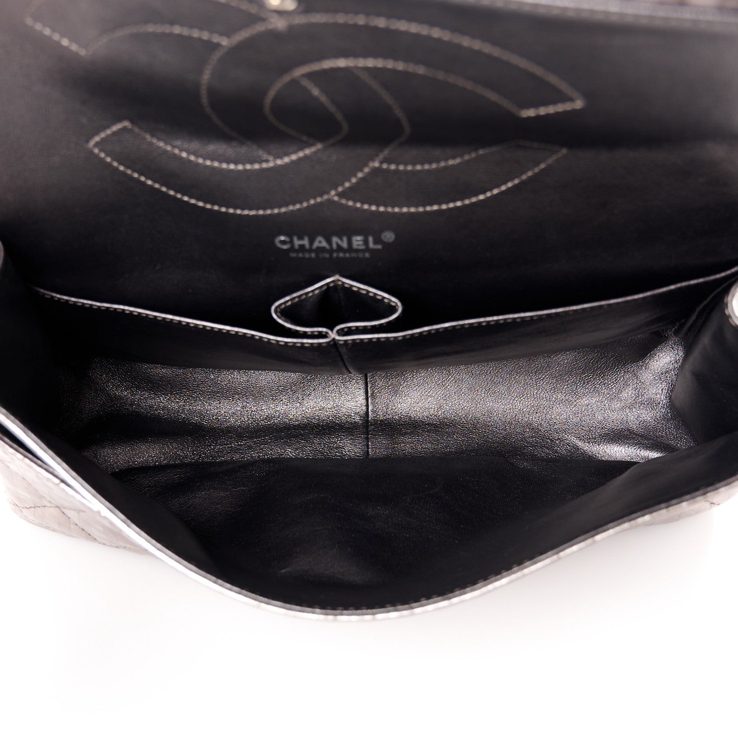 Metallic Calfskin Striped 2.55 Reissue 227 Silver