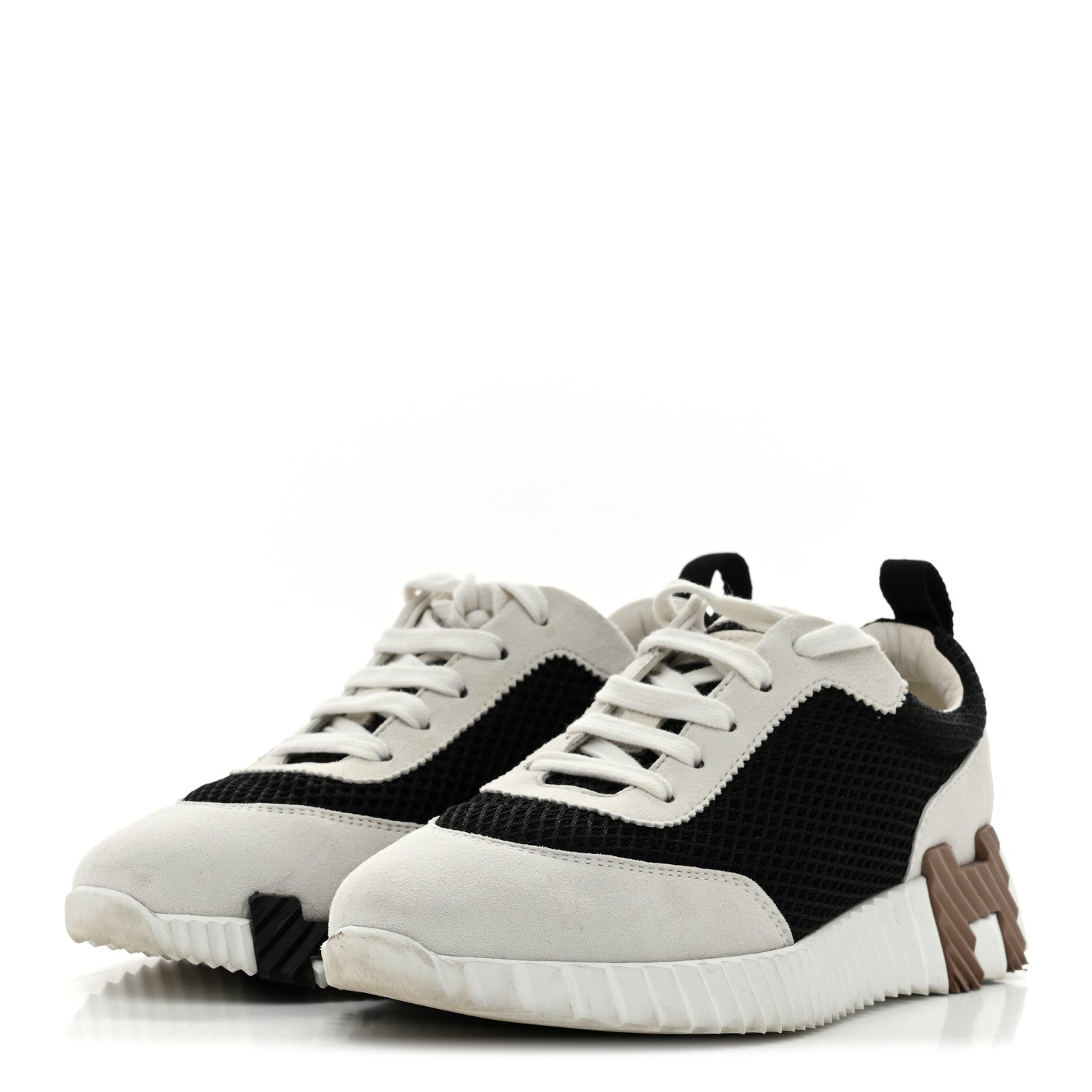 Air Mesh Suede Goatskin Bouncing Sneakers 35.5 Black White