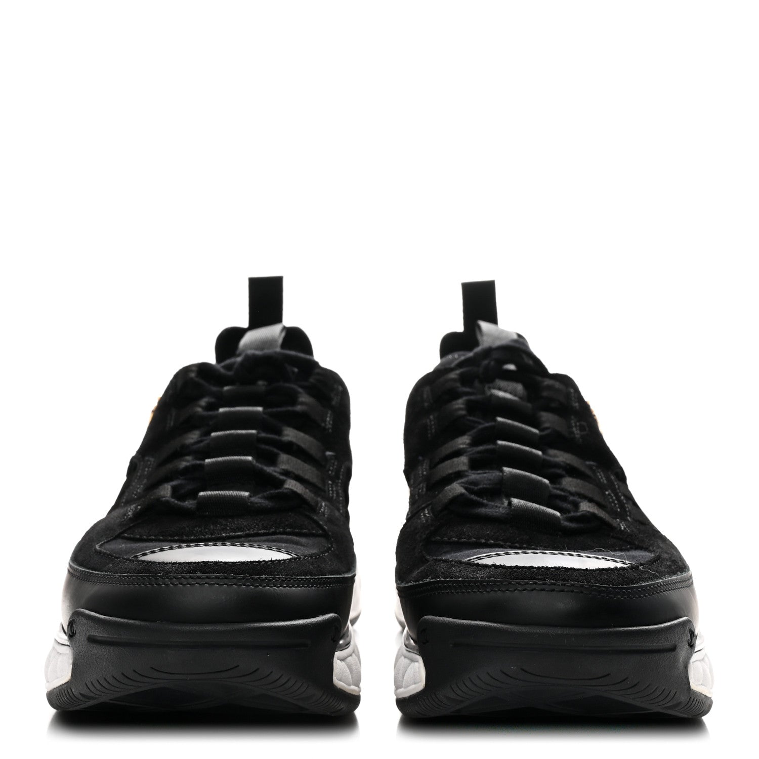 Fabric Calfskin Suede CC Sneakers 37.5 Black