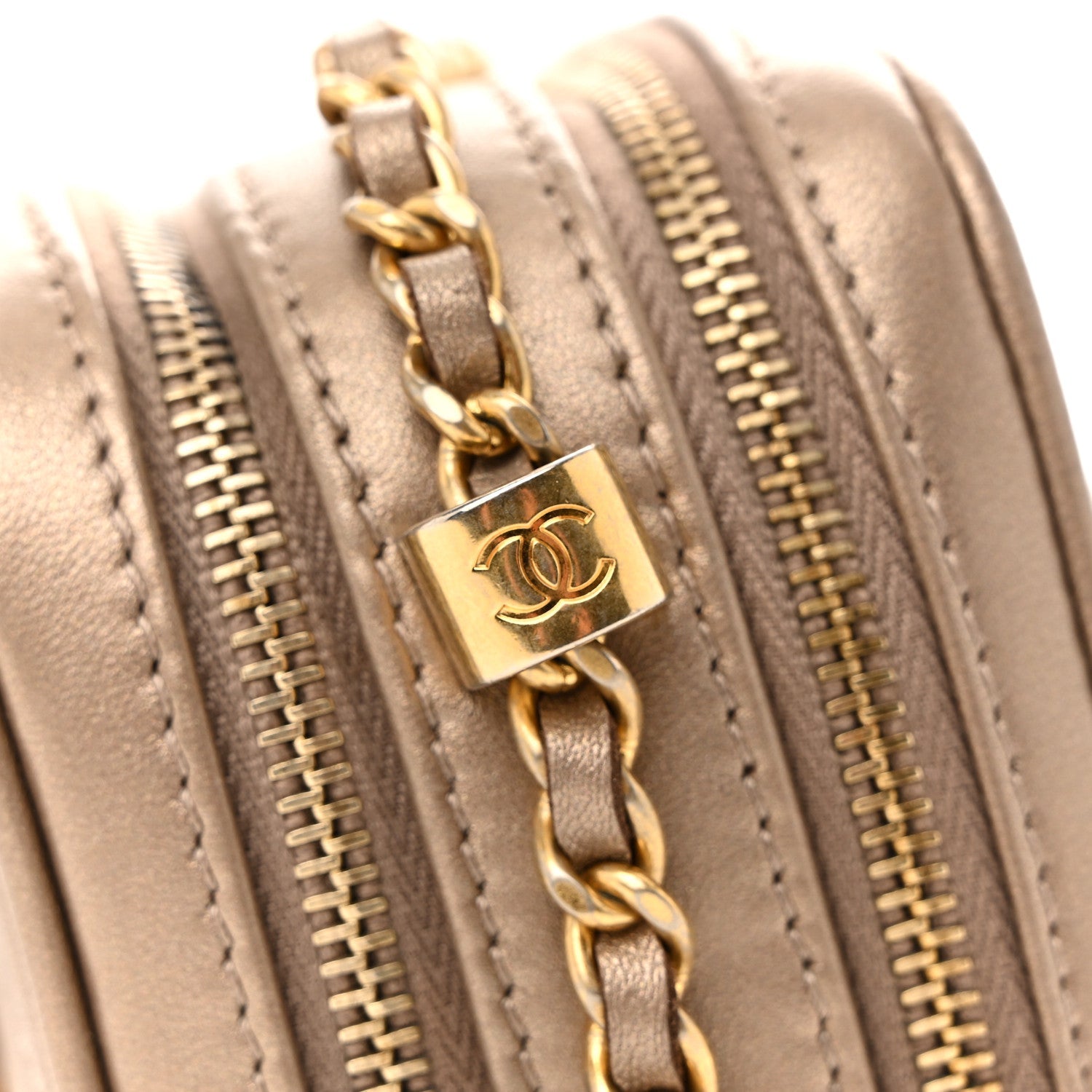 Metallic Lambskin Mini Coco Boy Camera Case Dark Gold