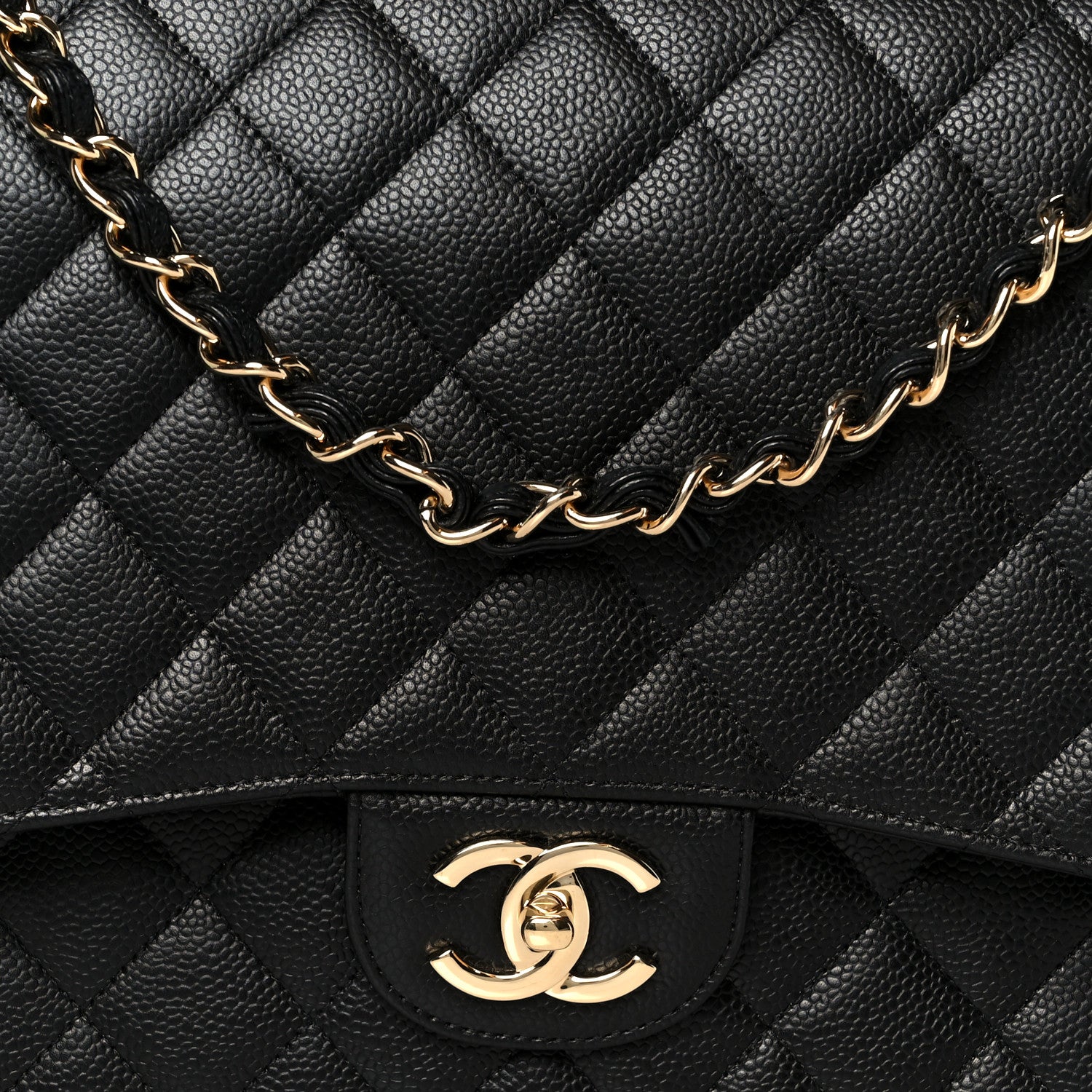 Caviar Quilted Maxi Double Flap Black
