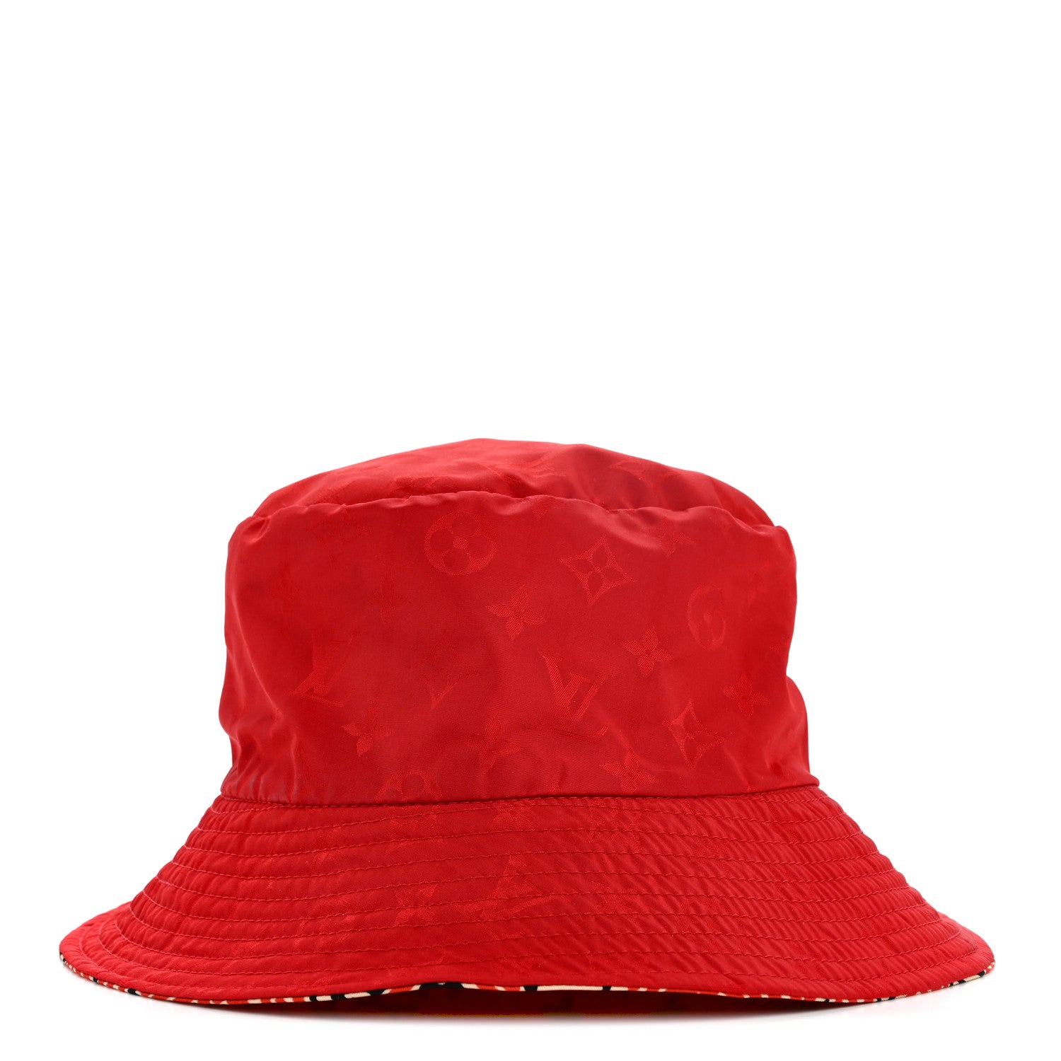 Nylon Canvas Monogram Giant Crafty Reversible Bucket Hat M Creme Rouge