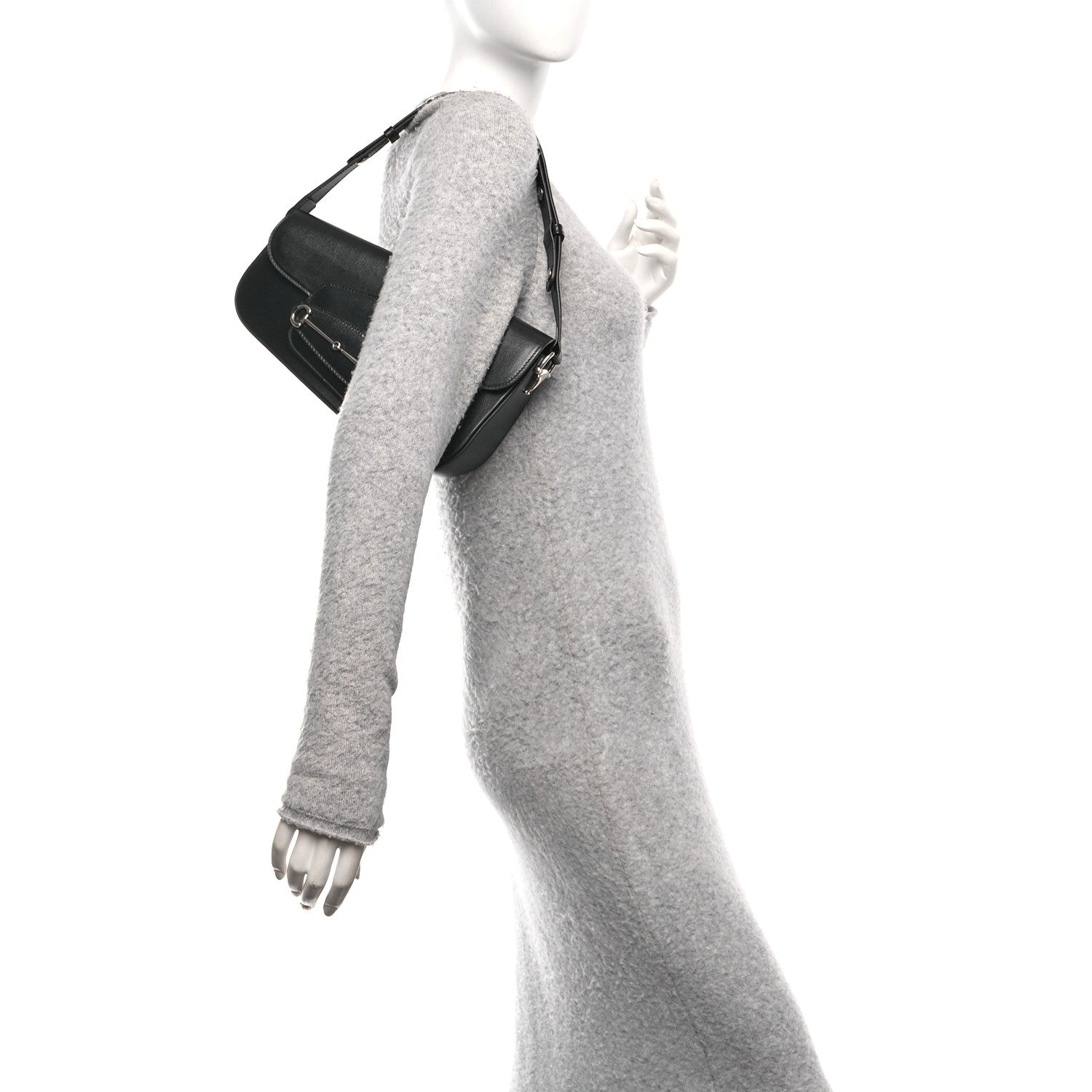 Azalea Calfskin Small Horsebit 1955 Asymmetric Shoulder Bag Black