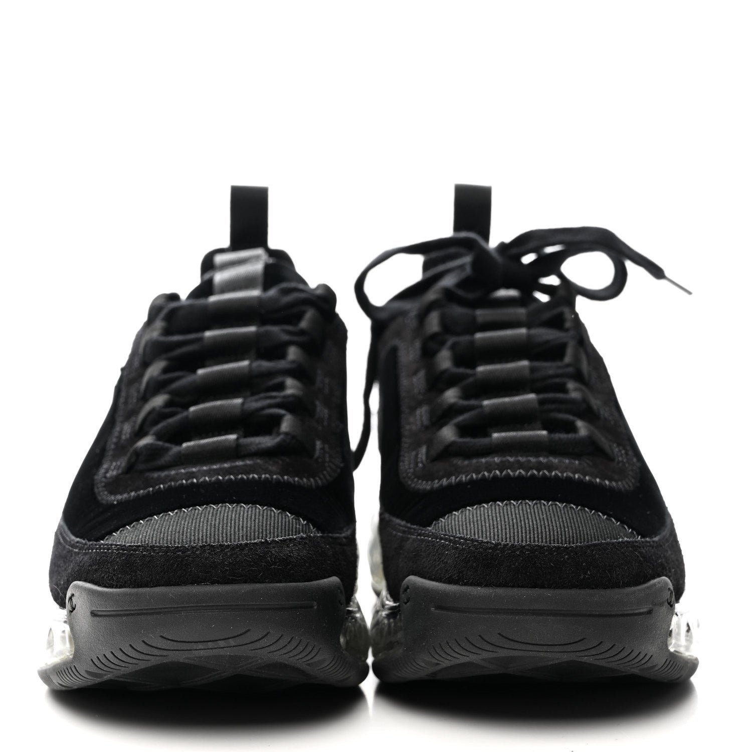 Suede Calfskin Velvet Grosgrain CC Sneakers 35.5 Black